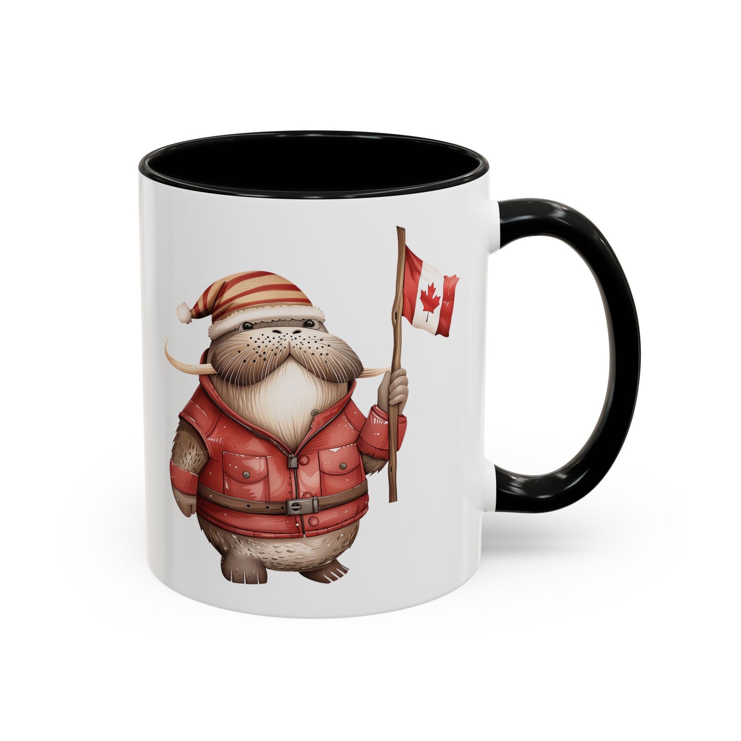 Canadian Holiday Accent Coffee Mug - Adorable Walrus with Flag, Gift for Canada Day, Cute Decor, Coffee Lover, Kitchen Accessory