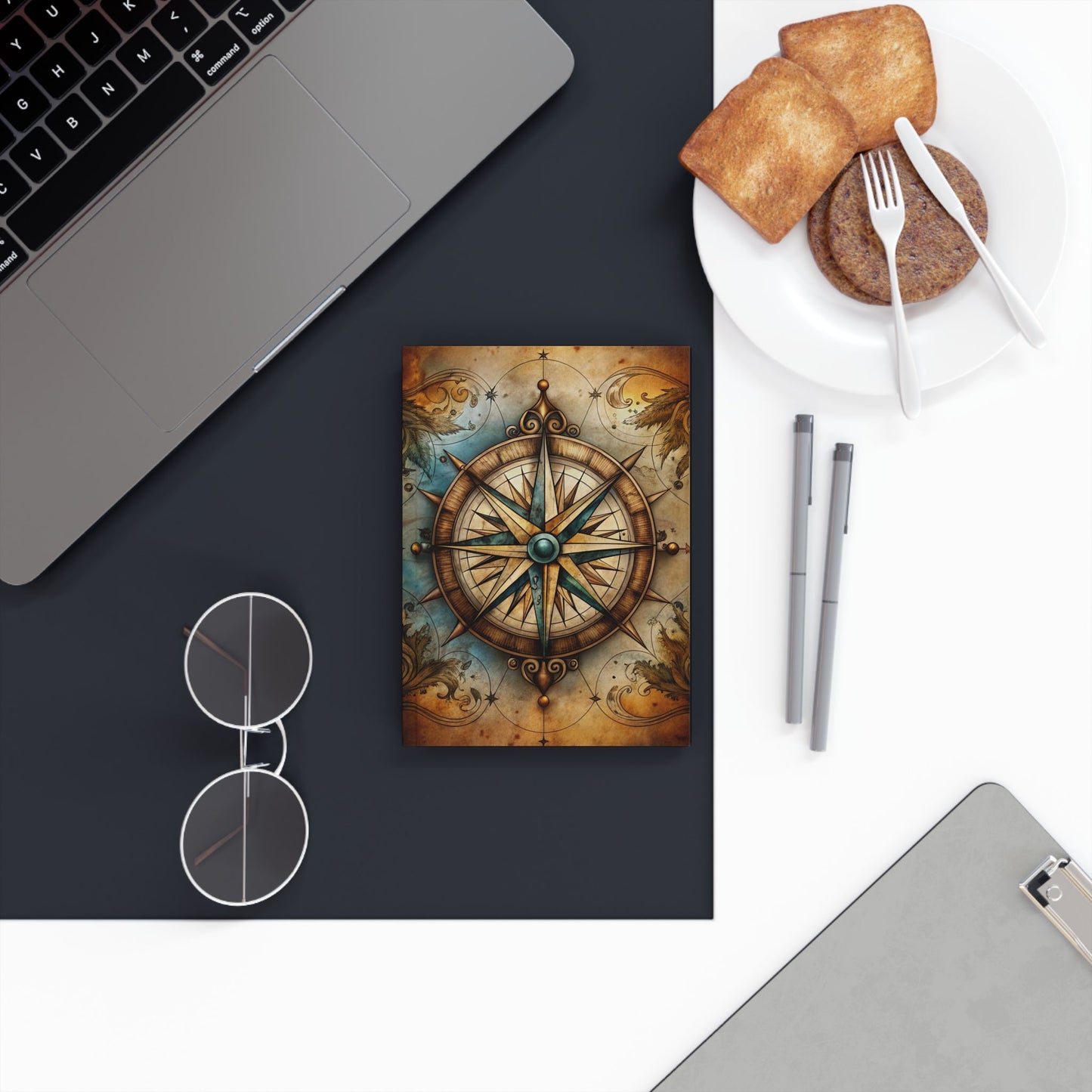 Compass Themed Hard Backed Journal, Travel Notebook, Writing Diary, Gifts for Explorers, Adventure Log