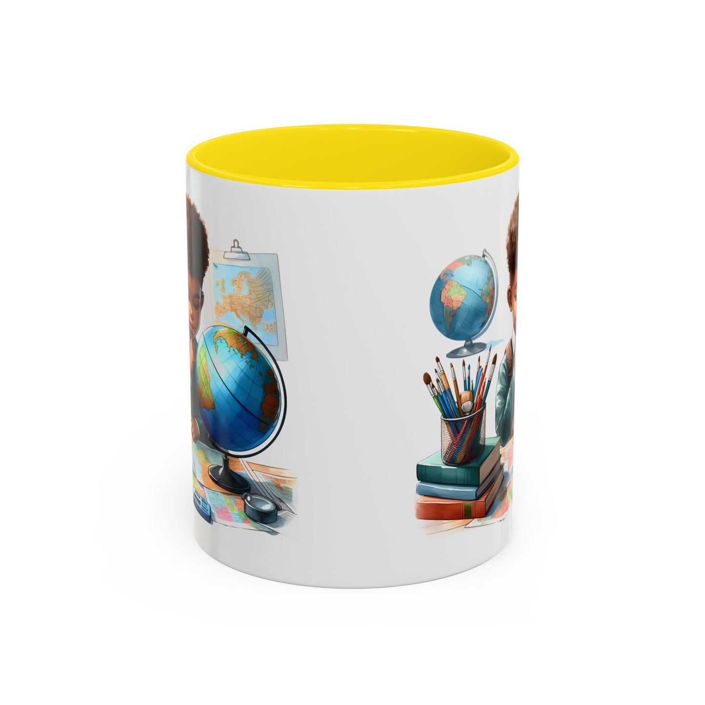 World Explorer Accent Coffee Mug - Perfect for Students, Travel Lovers, Teachers, Back to School, Gift for Kids