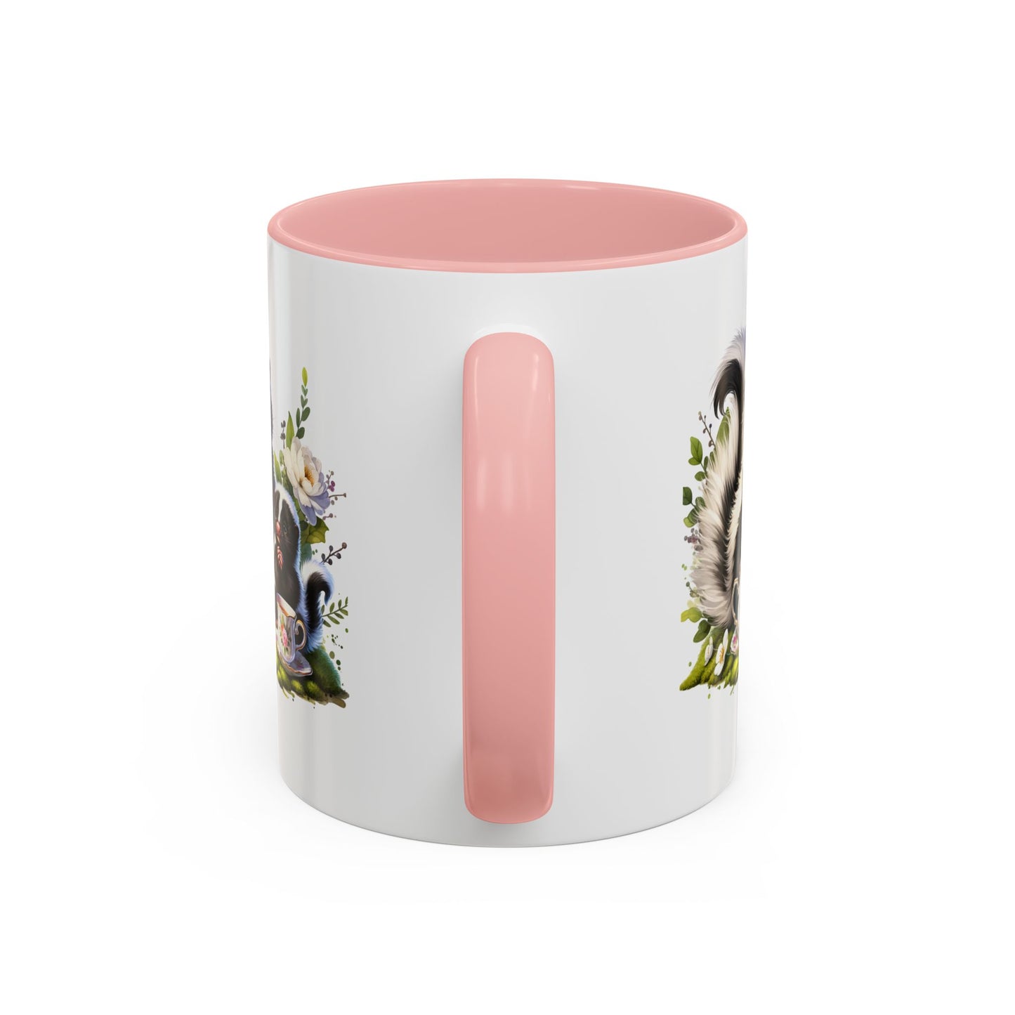 Whimsical Skunk Accent Coffee Mug - Cute Animal Art, Gift for Nature Lovers, Floral Design, Tea and Coffee Enthusiasts, Home Decor