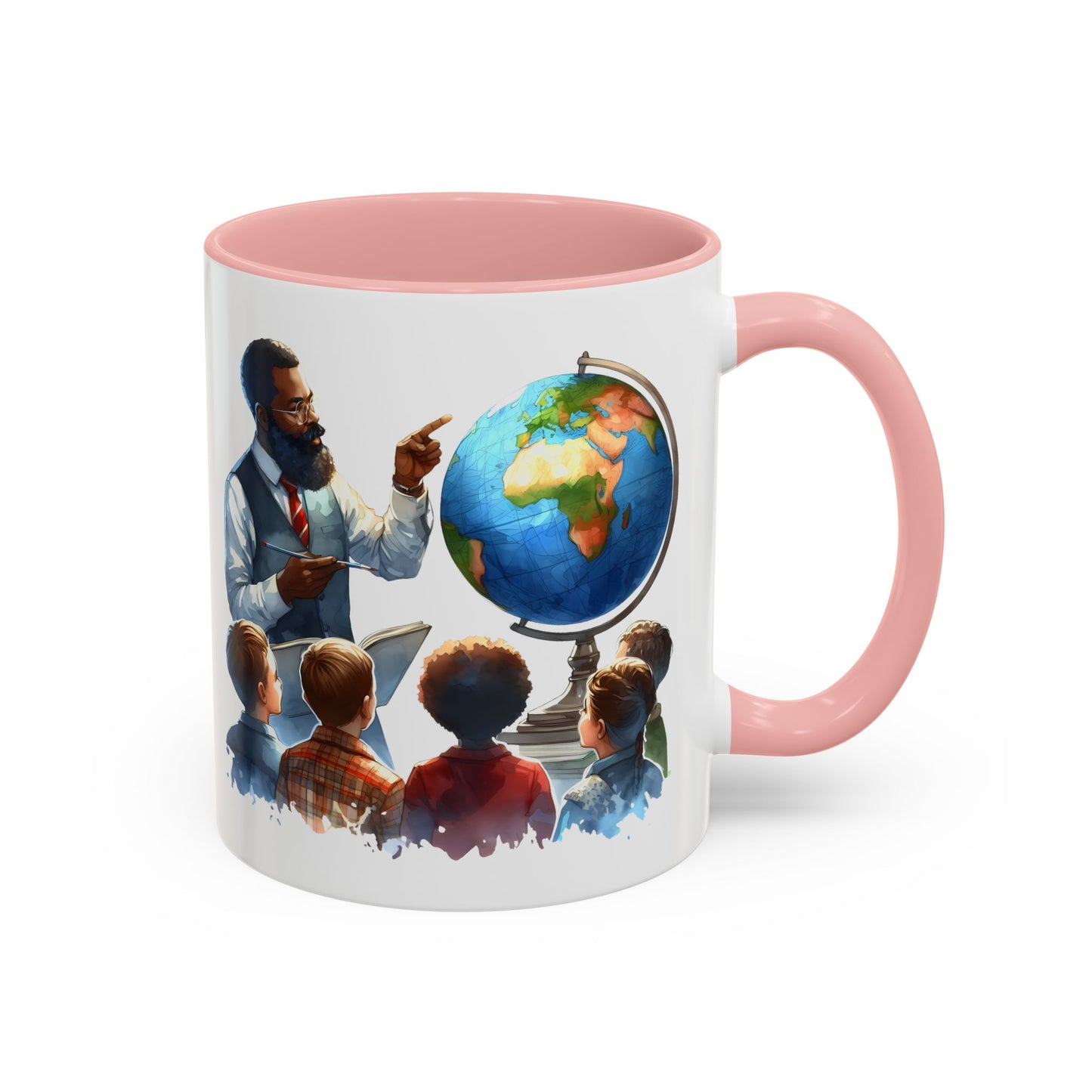 World Teacher Accent Coffee Mug - Inspiring Gift for Educators, Classroom Decor, Study Sessions, Teacher Appreciation, Travel Enthusiasts