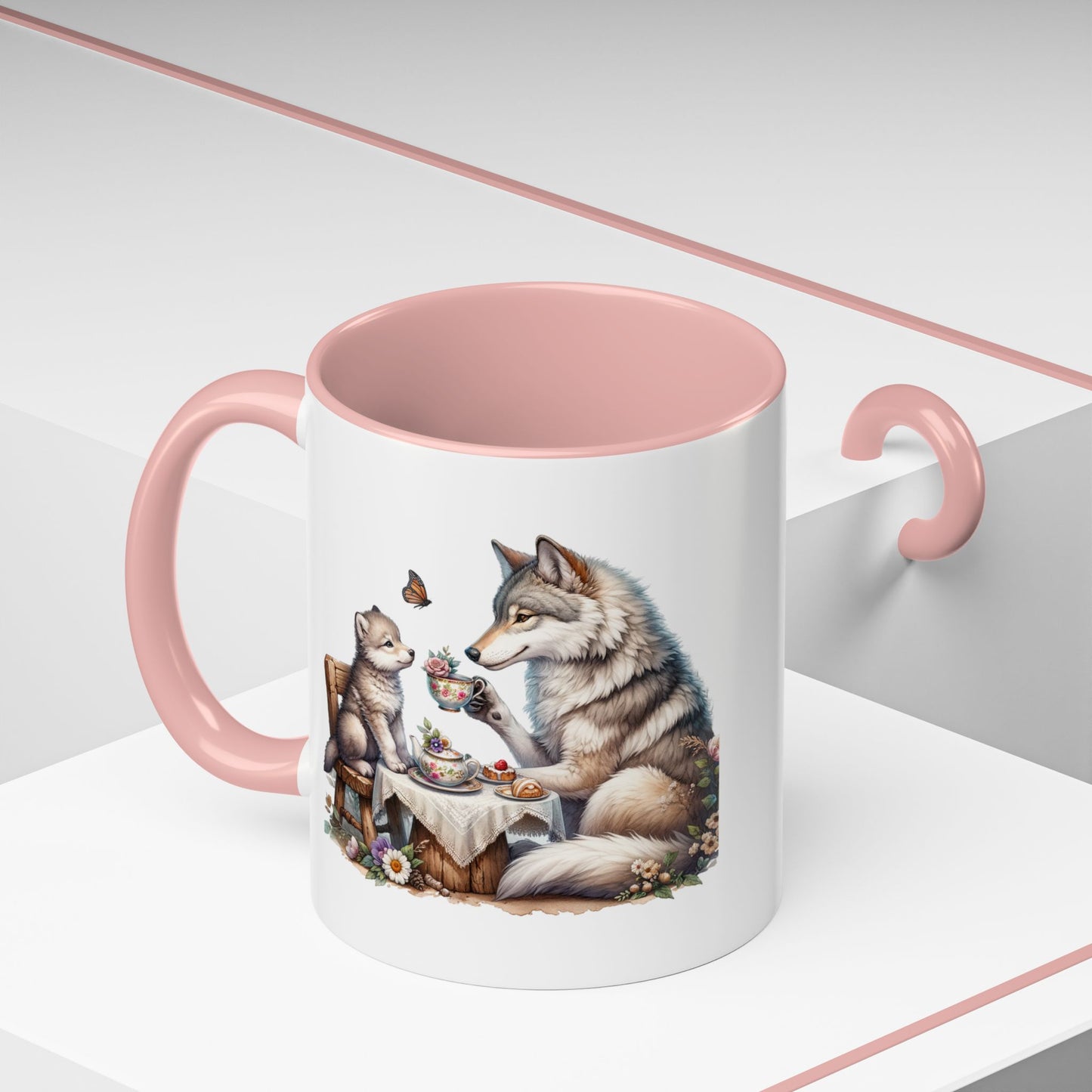 Whimsical Wolf Tea Time Mug | Cute Animal Coffee Cup, Gifts for Animal Lovers, Home Decor, Cozy Kitchen, Unique Gift Idea