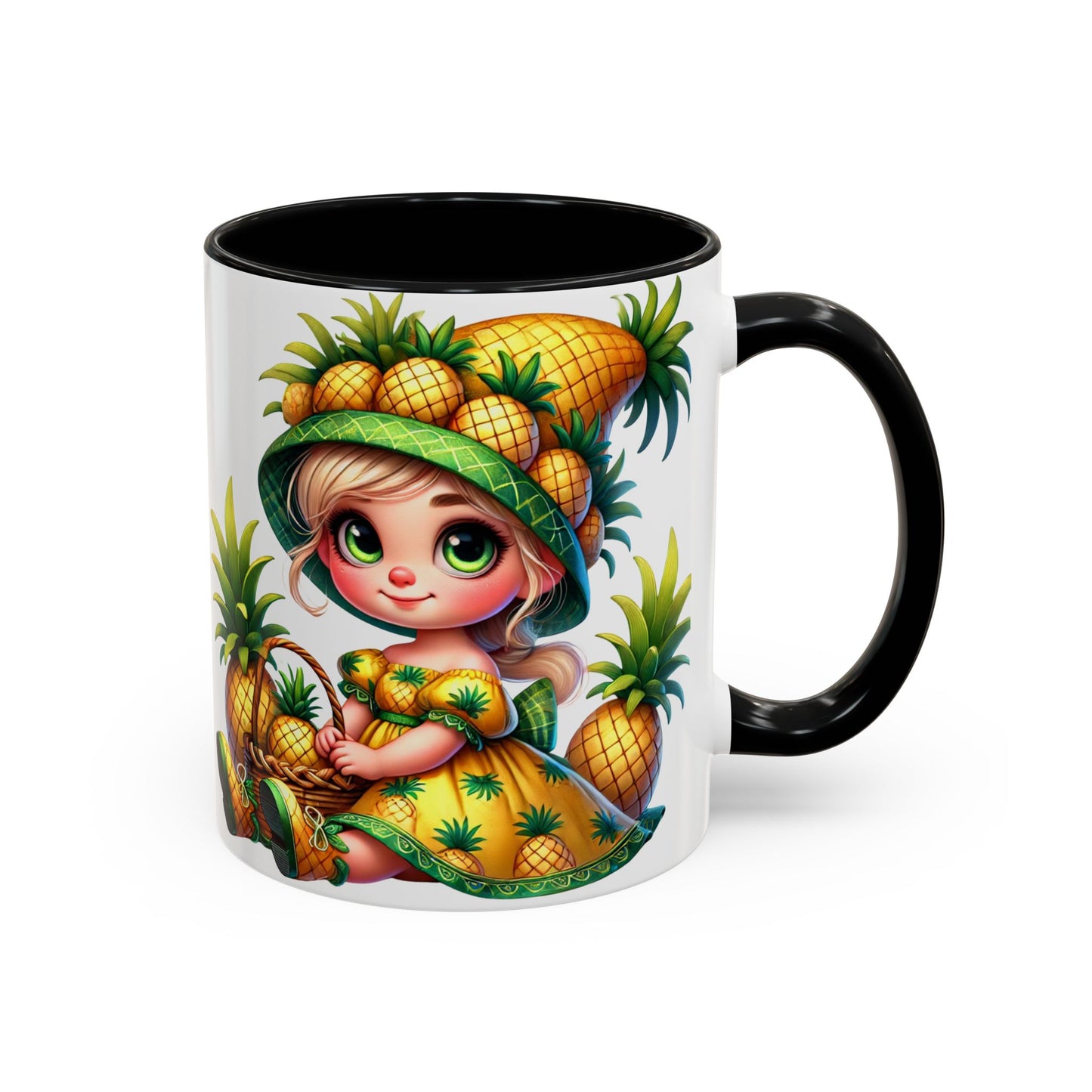 Pineapple Paradise Accent Coffee Mug - Cute Tropical Design, 11oz & 15oz