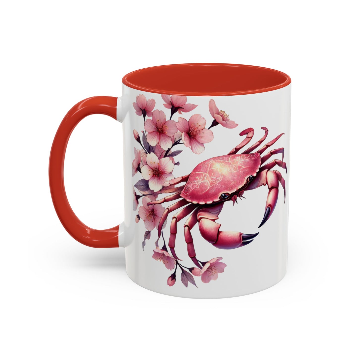 Artistic Crab & Cherry Blossom Mug - 11 & 15oz Accent Coffee Cup