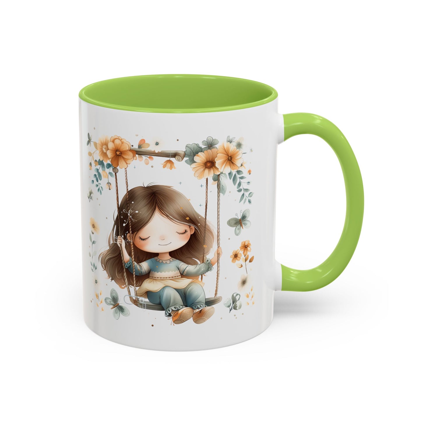 Whimsical Floral Swing Accent Coffee Mug, Cute Gift for Tea Lovers, Cozy Home Decor, Ideal for Birthdays, Mother’s Day, Girlfriend Gift