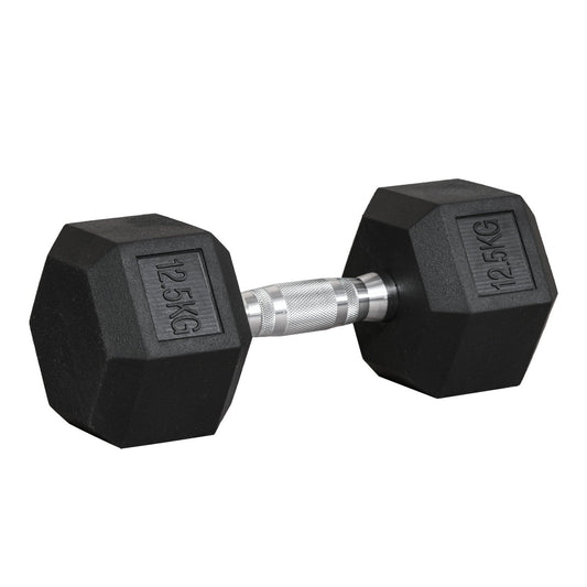 12.5KG Single Rubber Hex Dumbbell - Portable Home Gym Weight-0