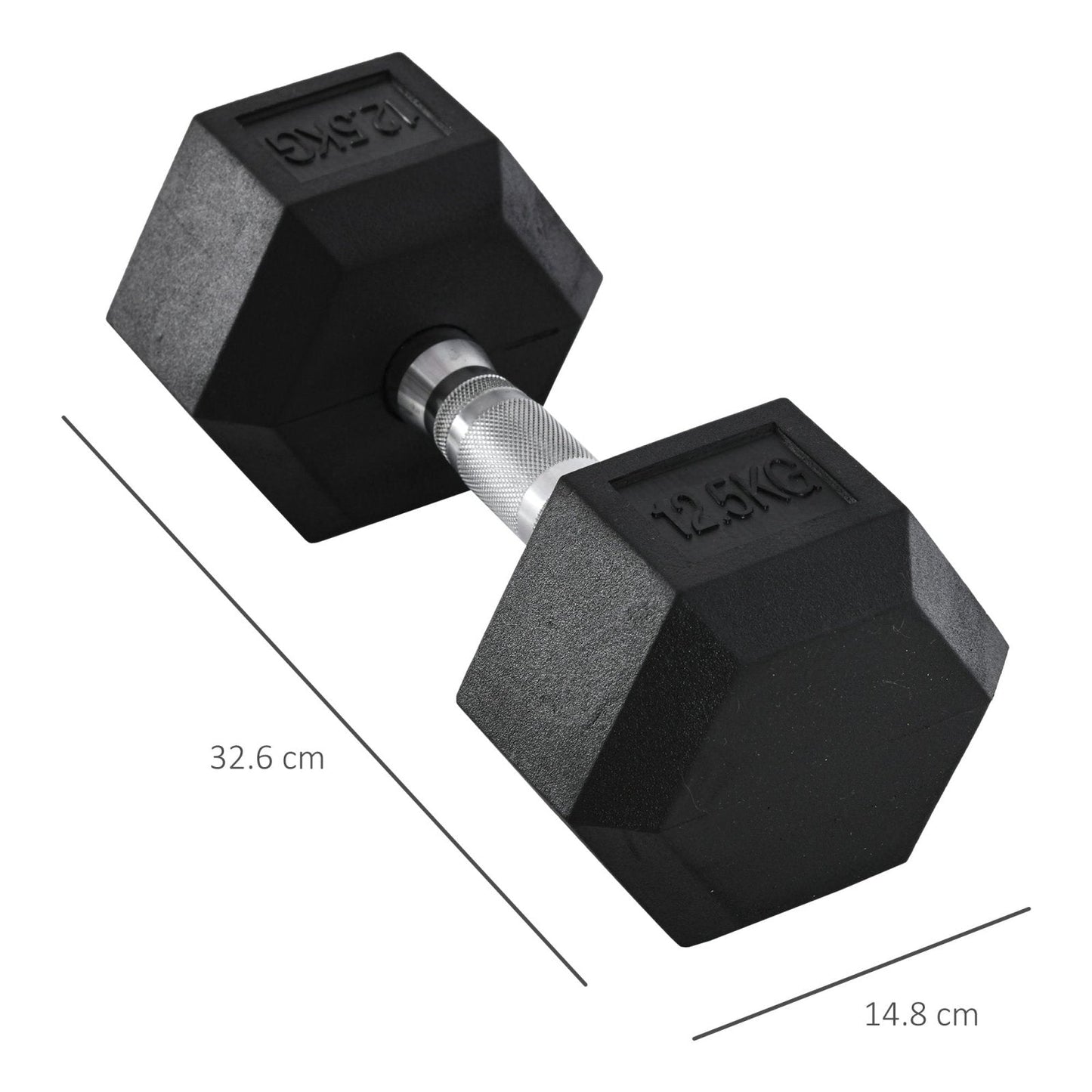 12.5KG Single Rubber Hex Dumbbell - Portable Home Gym Weight-2