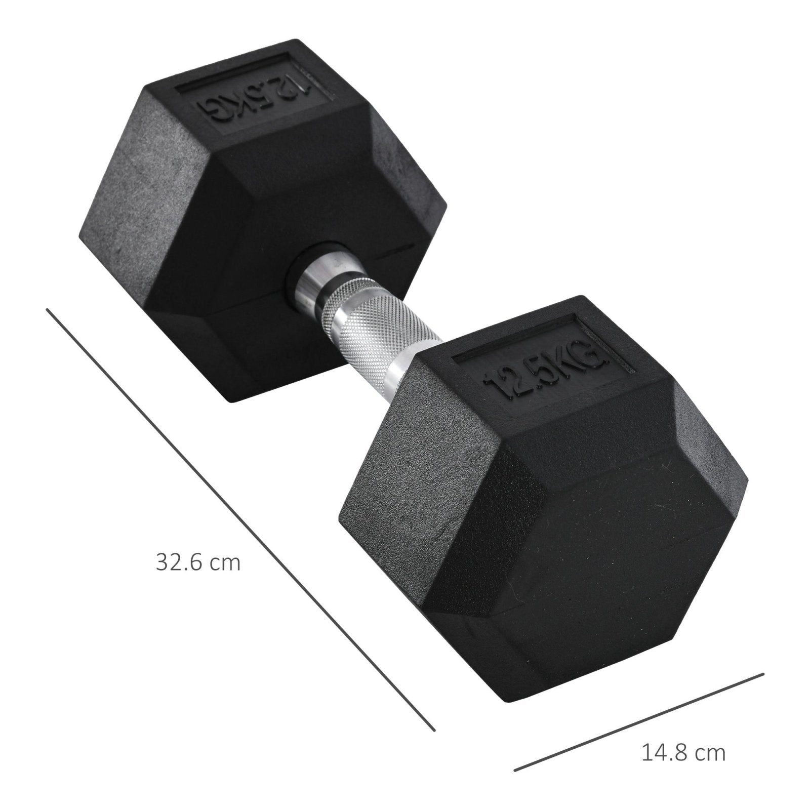12.5KG Single Rubber Hex Dumbbell - Portable Home Gym Weight-2