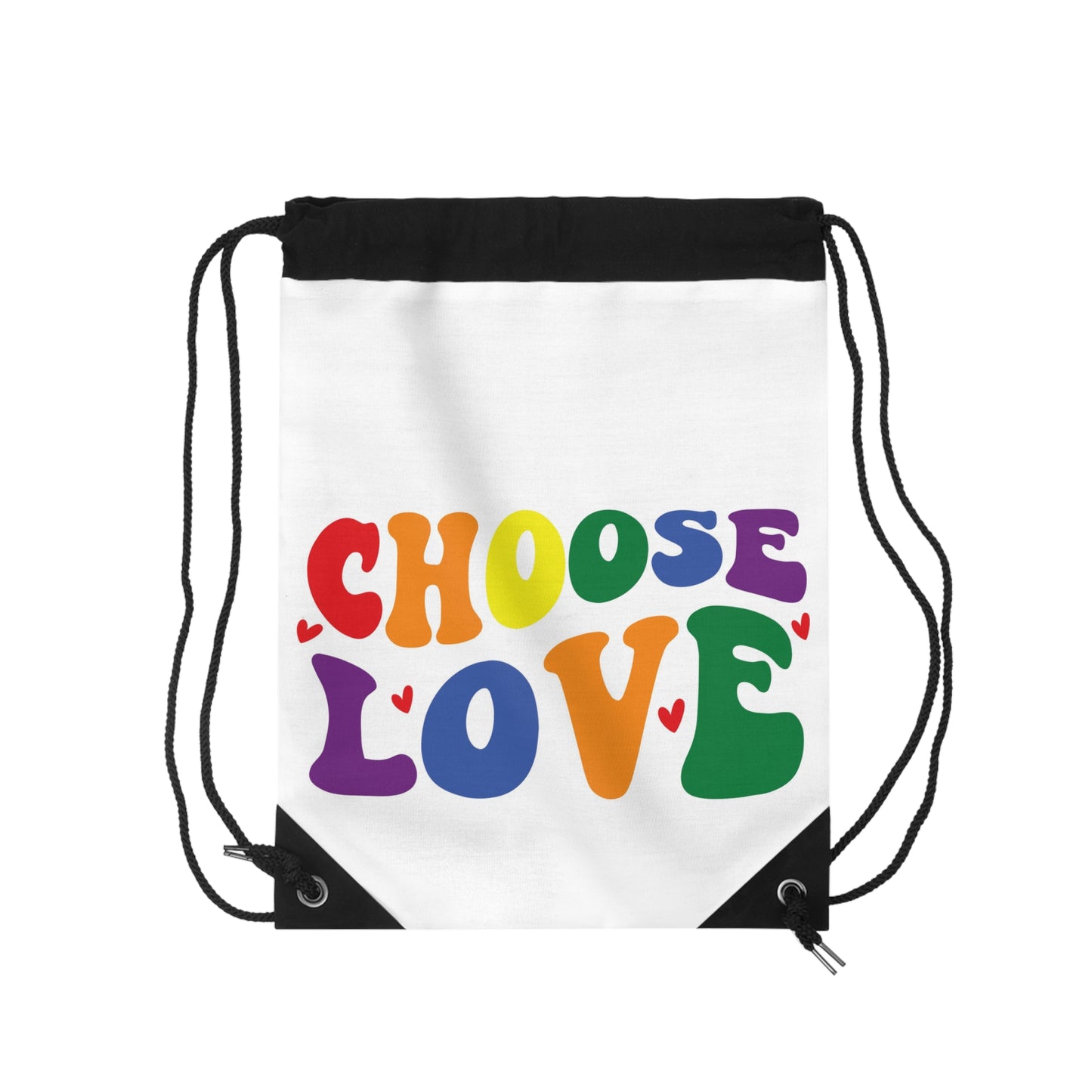 Colorful Choose Love Drawstring Bag, Inspirational Gym Tote Bag, Travel Backpack, Gift for Friends, Pride Accessories