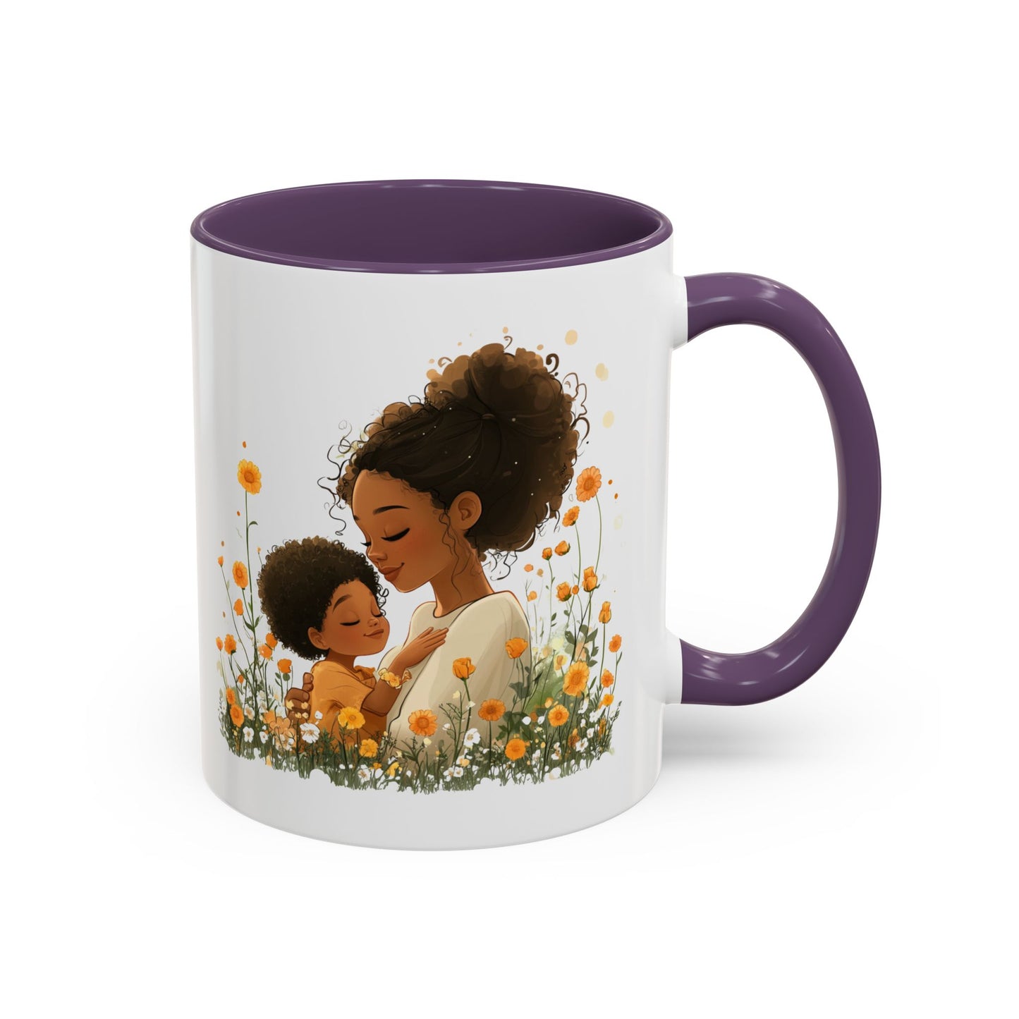 Emotional Motherhood Coffee Mug, Floral Mom & Child, Gift for Mother's Day, Family Bonding, Cozy Drinkware, Home Decor