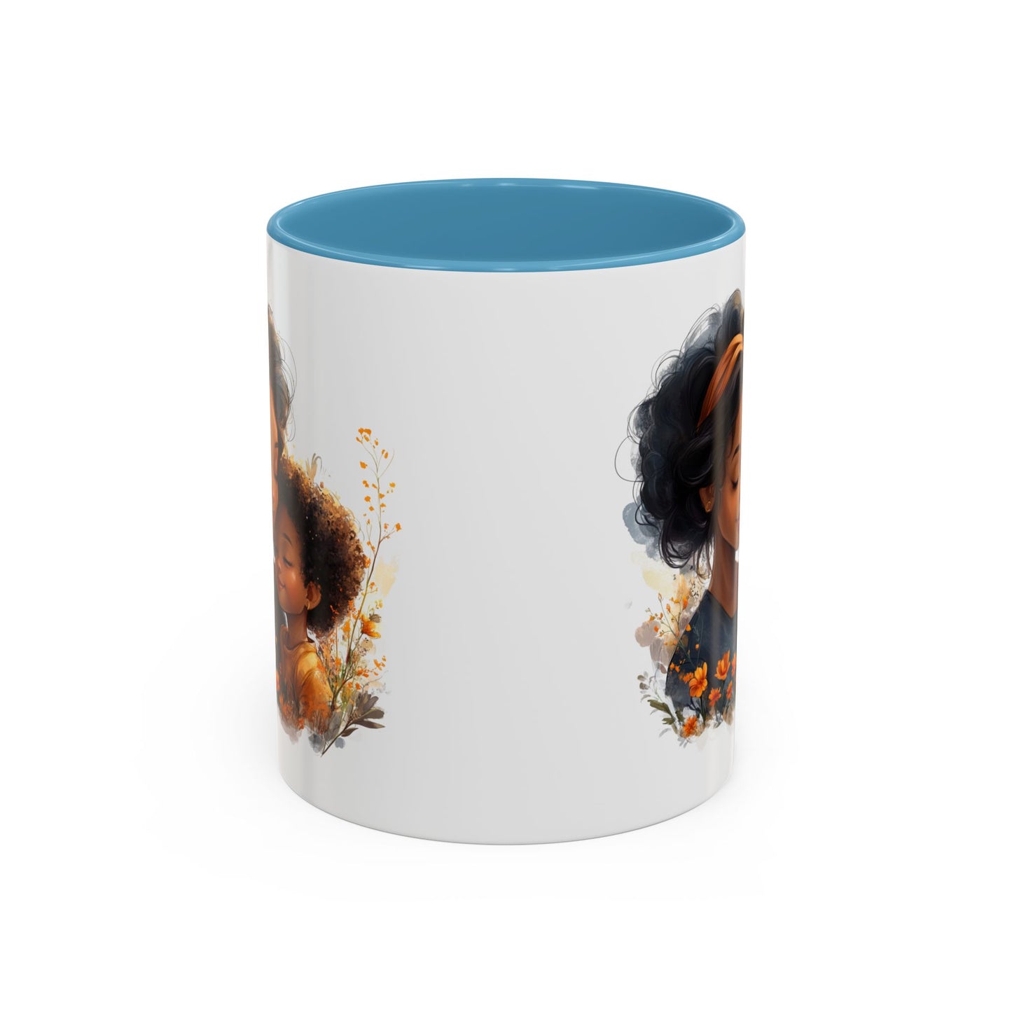 Vibrant Floral Mama & Child Coffee Mug, Black Handle Tea Cup, Perfect Gift for Moms, Cute Nursery Décor, Inspirational Homeware