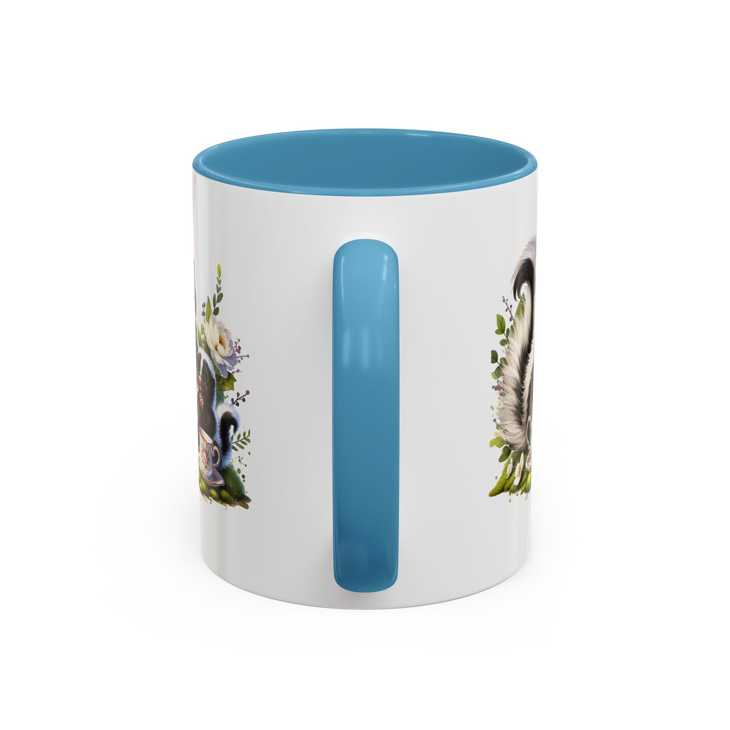 Whimsical Skunk Accent Coffee Mug - Cute Animal Art, Gift for Nature Lovers, Floral Design, Tea and Coffee Enthusiasts, Home Decor