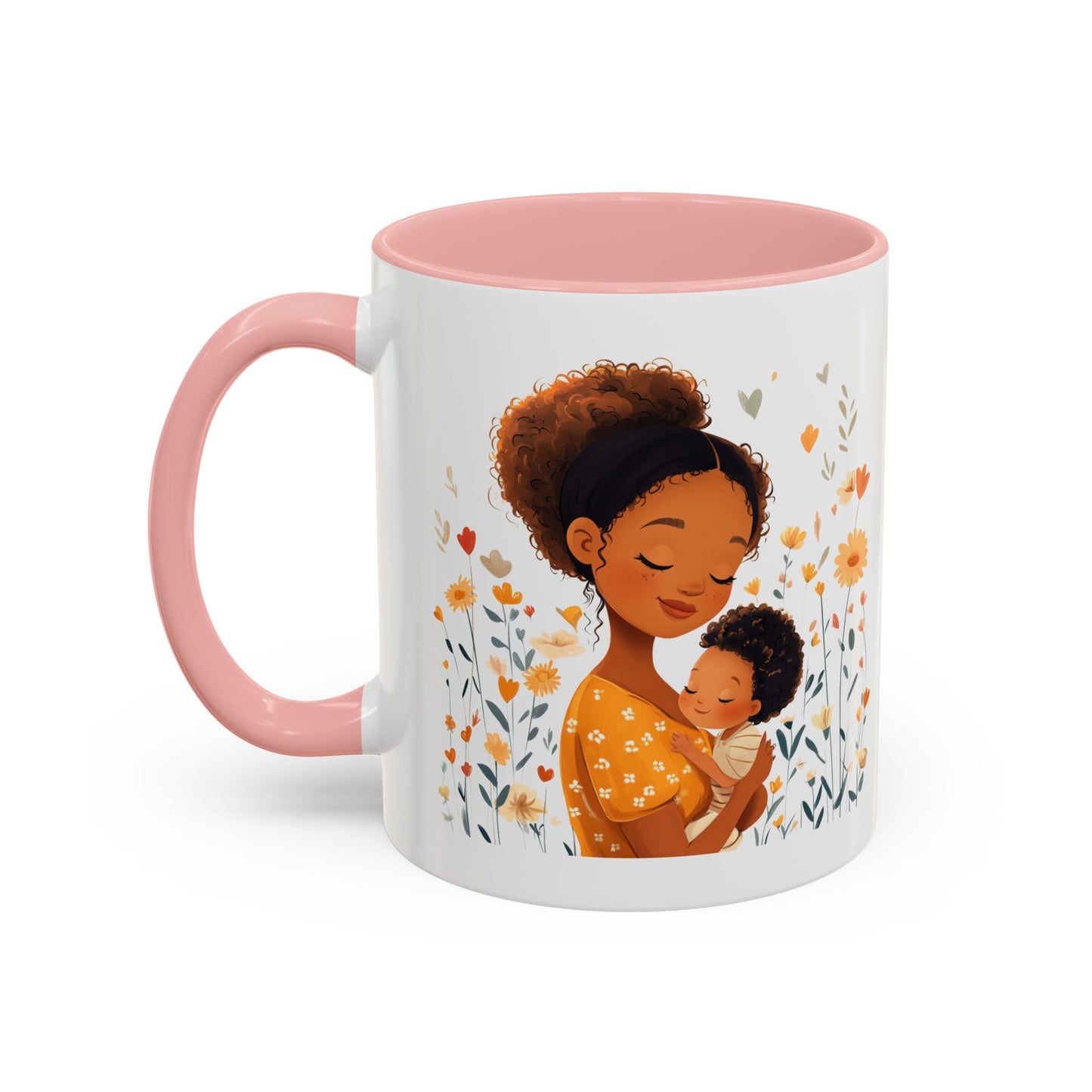 Warmth & Love Mug, Floral Mother & Child Coffee Cup, Gift for Mom, Cozy Drinkware, Baby Shower Mug, Family Bonding