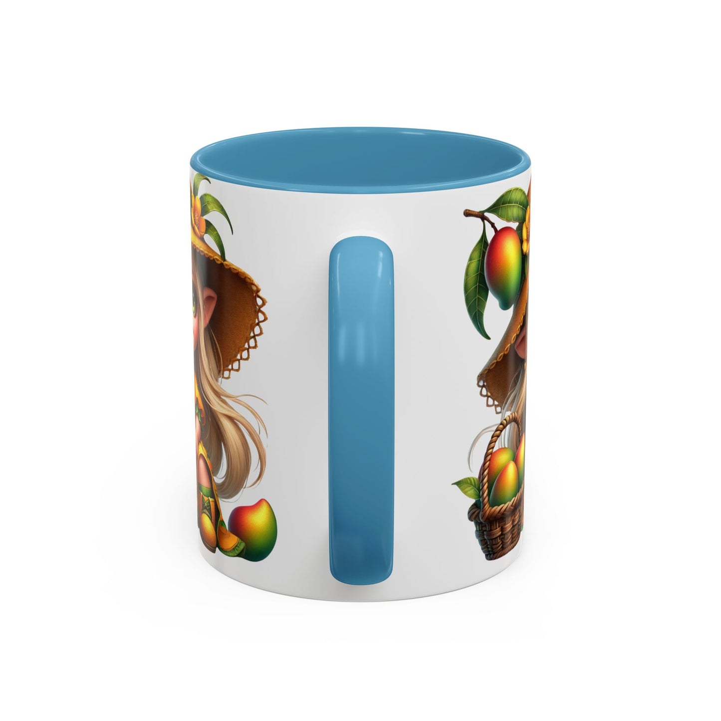 Whimsical Mango Fairy Coffee Mug - Cute Illustrative Design for Fruit Lovers