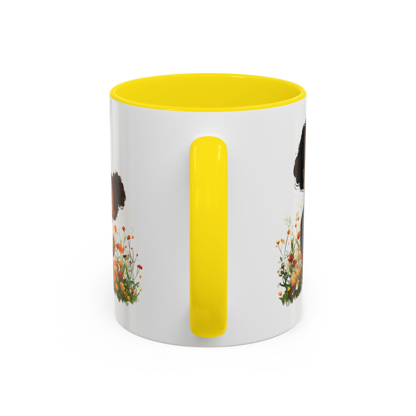 Floral Family Accent Coffee Mug, Black Handle Mug, Mama and Child Gift, Mother's Day, Cozy Home Decor, Cute Coffee Cup