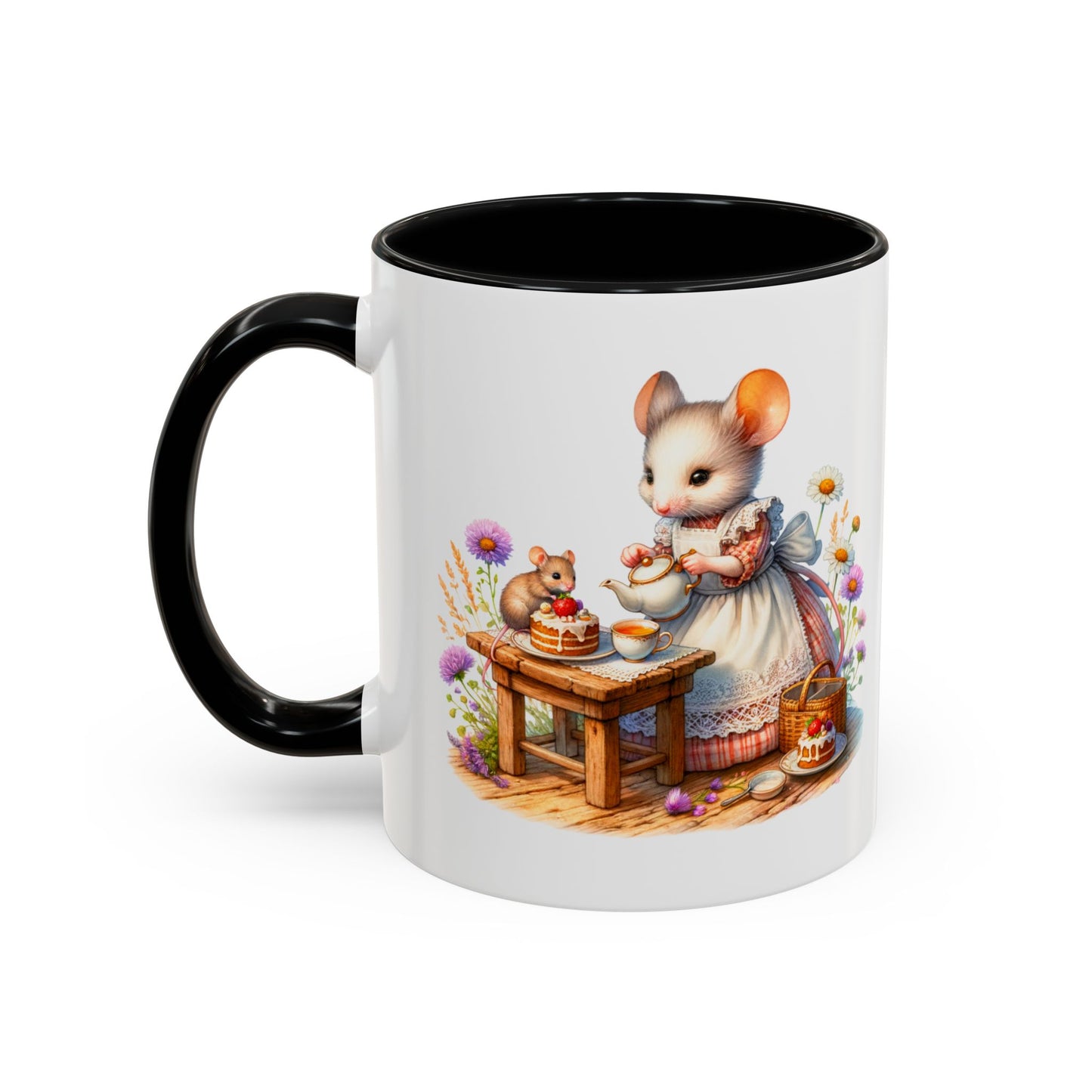 Adorable Mouse Kitchen Coffee Mug, Cute Animal Mug, Gift for Baking Lovers, Cozy Home Decor, Kitchenware, Tea Mug, Floral Design