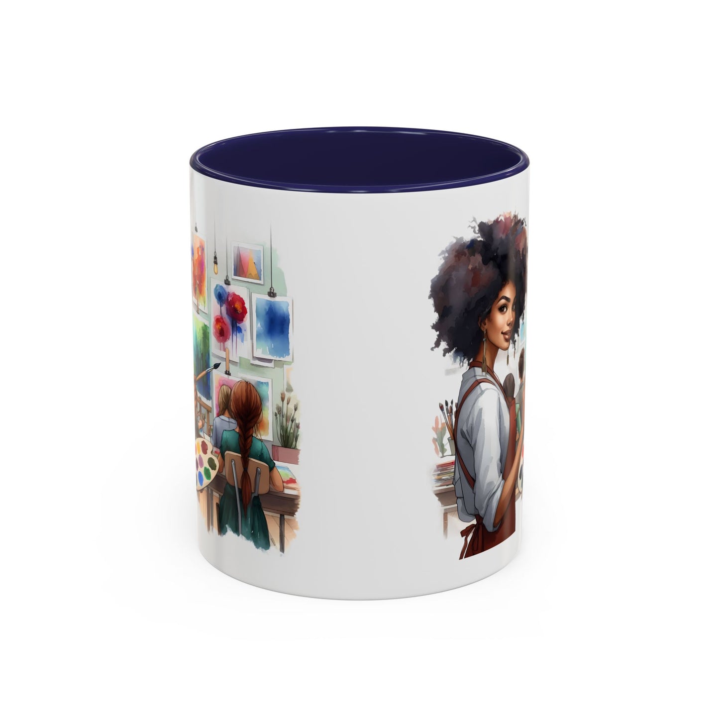 Artistic Creative Coffee Mug for Artists, Unique Mug Gift, Black Handle Ceramic Cup, Inspirational Art Lover Drinkware, Paint Palette Design
