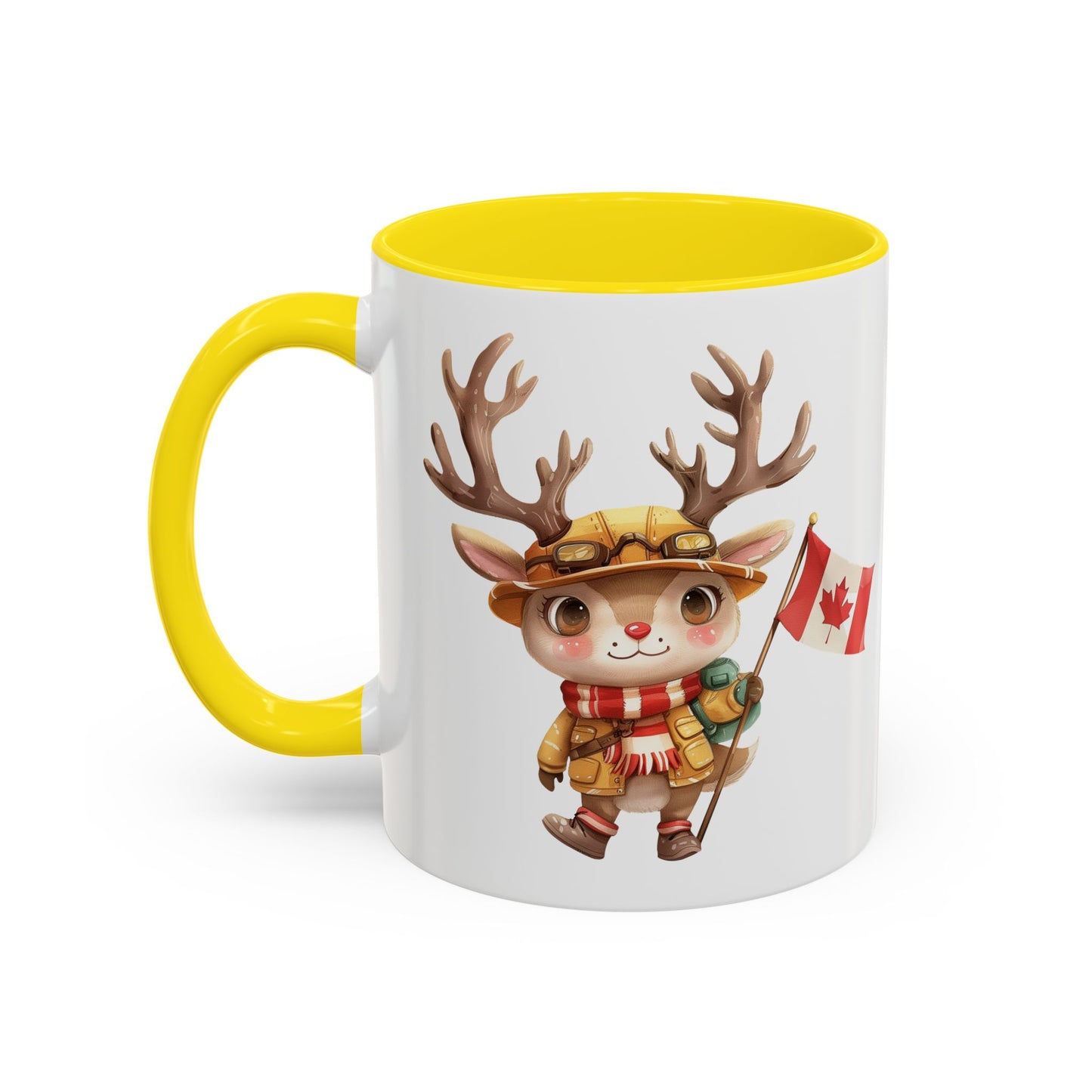 Cute Canadian Reindeer Mug, Accent Coffee Cup for Animal Lovers, Holiday Gift, Cute Kitchen Decor, Seasonal Drinkware