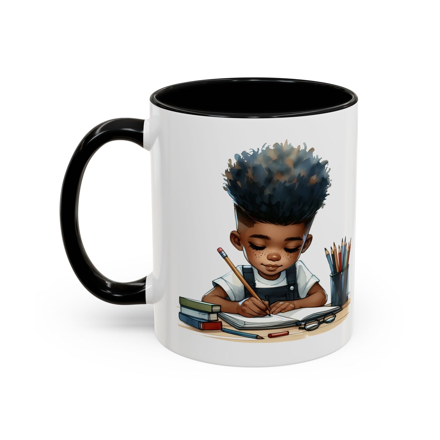 Creative Kids Coffee Mug, Black Accent Mug, Cute Student Gift, Kids Artwork Mug, Back-to-School Coffee Cup, Educational Gift Idea
