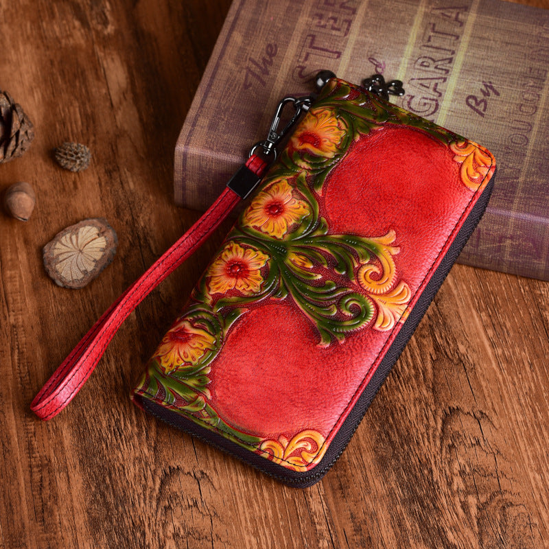 Vintage embossed leather wallet