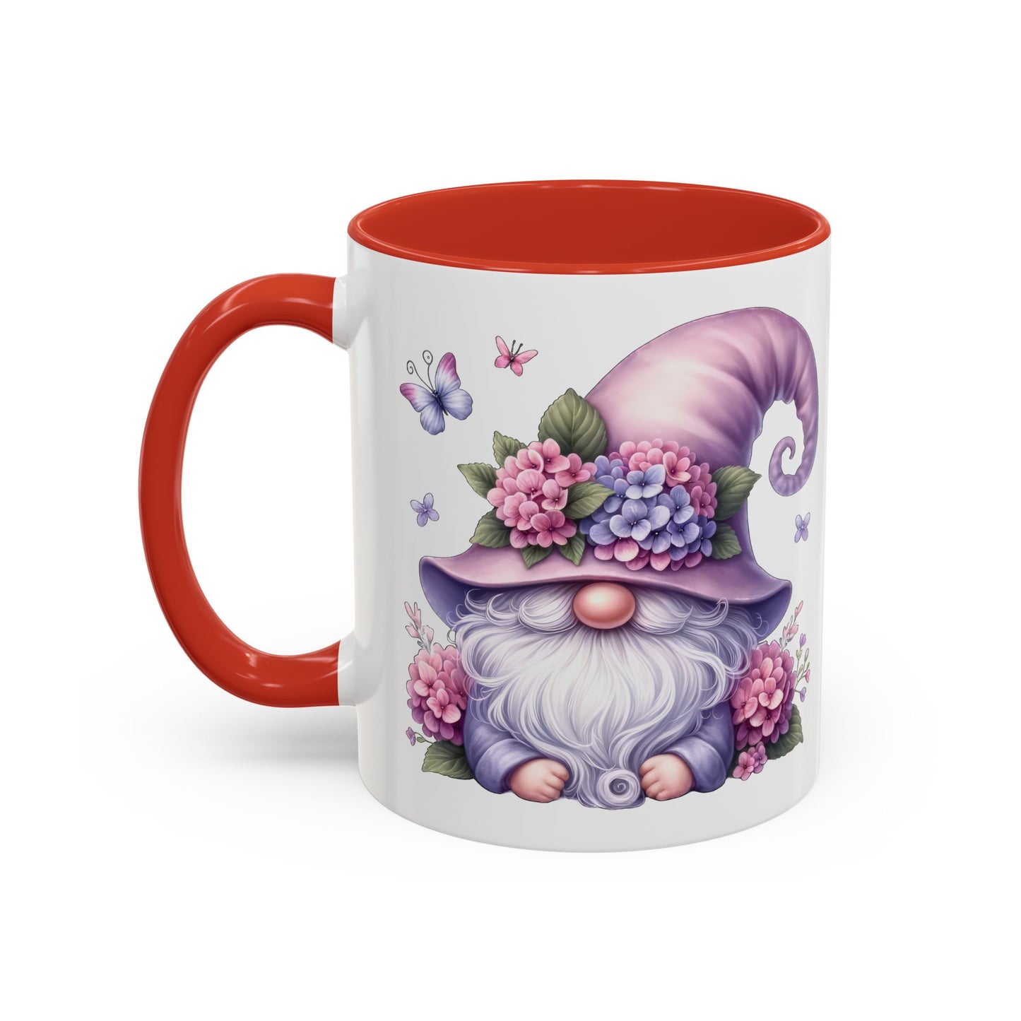 Gnome Floral Accent Coffee Mug, Cute Gnome Mug, Gift for Garden Lovers, Mother's Day Coffee Cup, Spring Decor, Personalized Mug