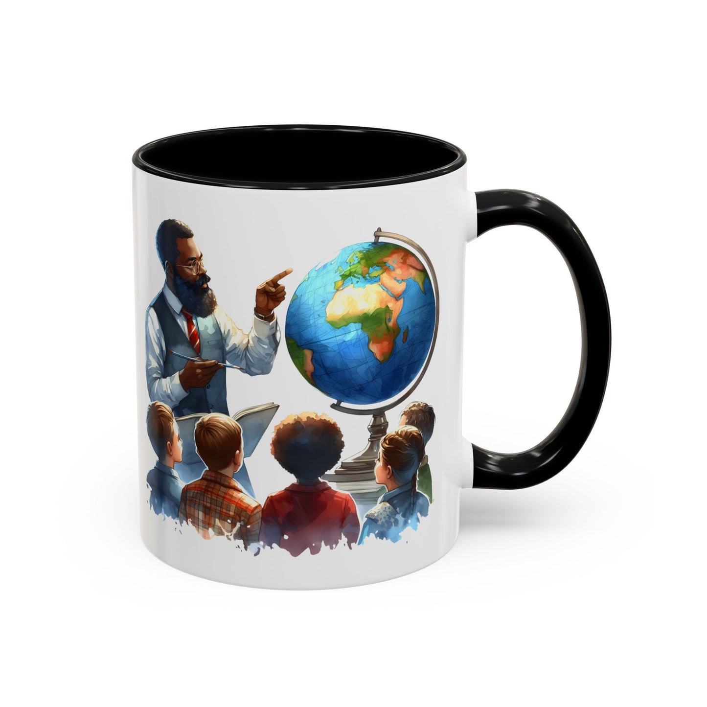 World Teacher Accent Coffee Mug - Inspiring Gift for Educators, Classroom Decor, Study Sessions, Teacher Appreciation, Travel Enthusiasts