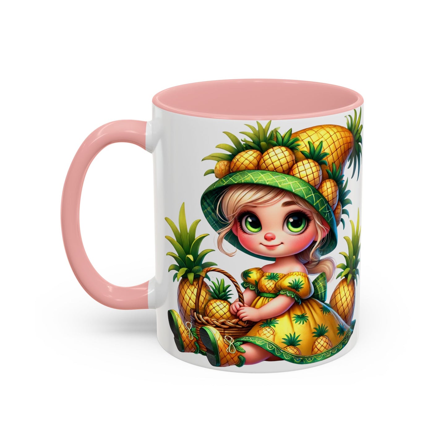 Pineapple Paradise Accent Coffee Mug - Cute Tropical Design, 11oz & 15oz