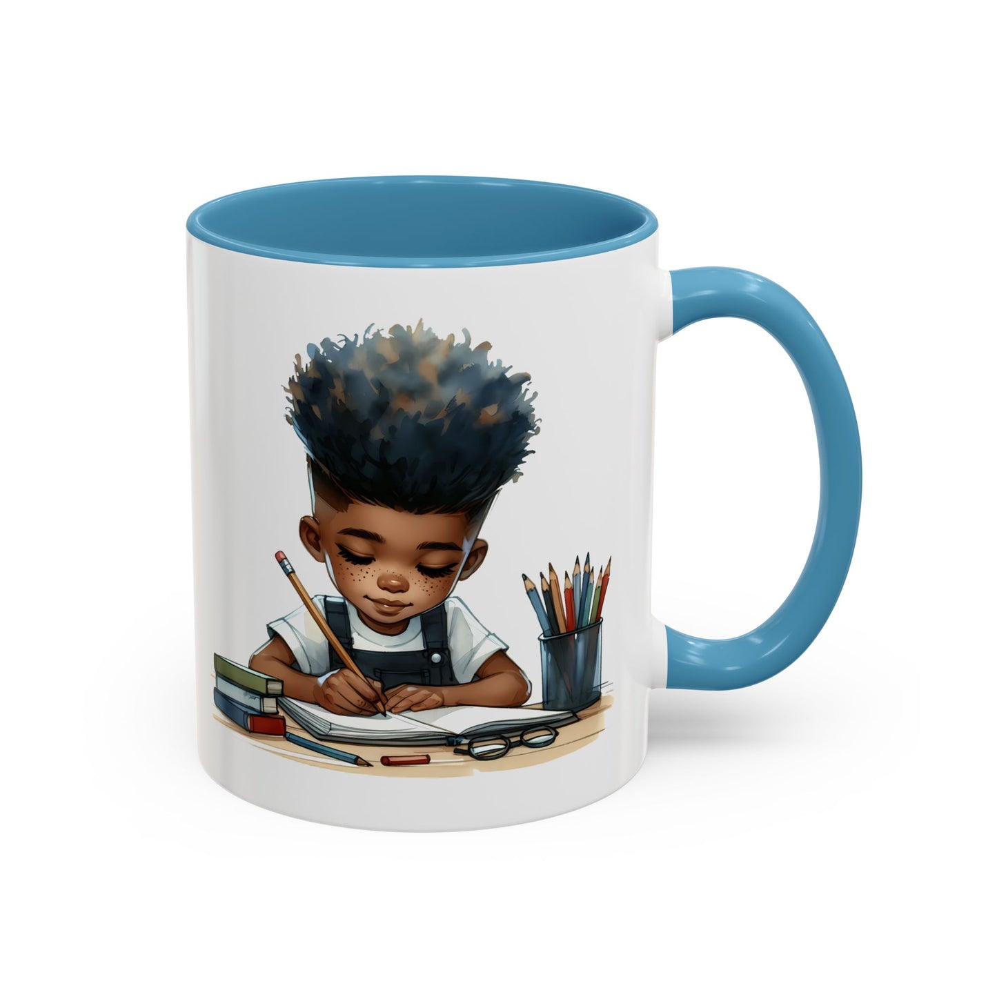 Creative Kids Coffee Mug, Black Accent Mug, Cute Student Gift, Kids Artwork Mug, Back-to-School Coffee Cup, Educational Gift Idea