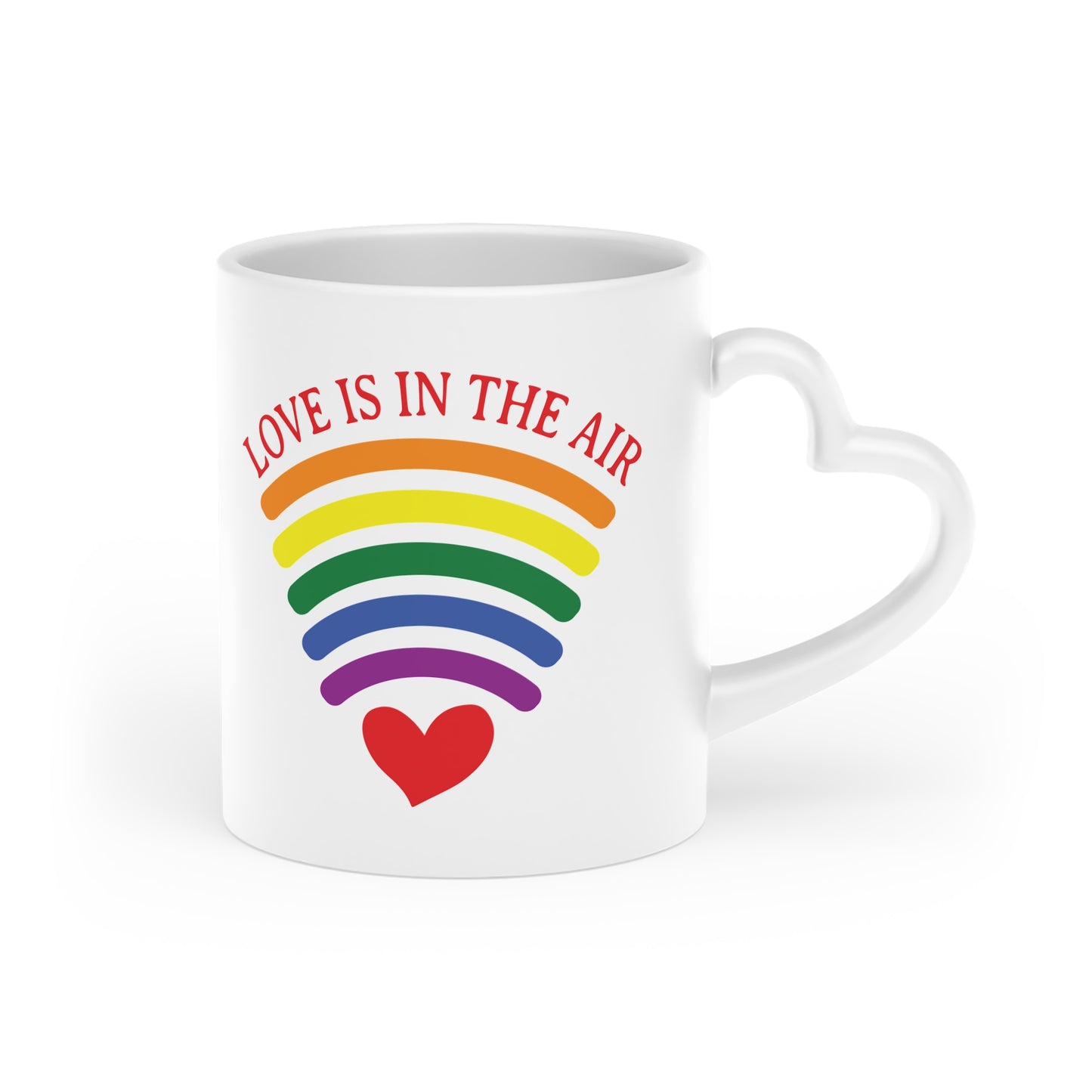 Romantic Heart-Shaped Mug, Gift for Him or Her, Valentine's Day Cup, Love is in the Air Mug, Colorful Coffee Mug, Cute Couple Gift