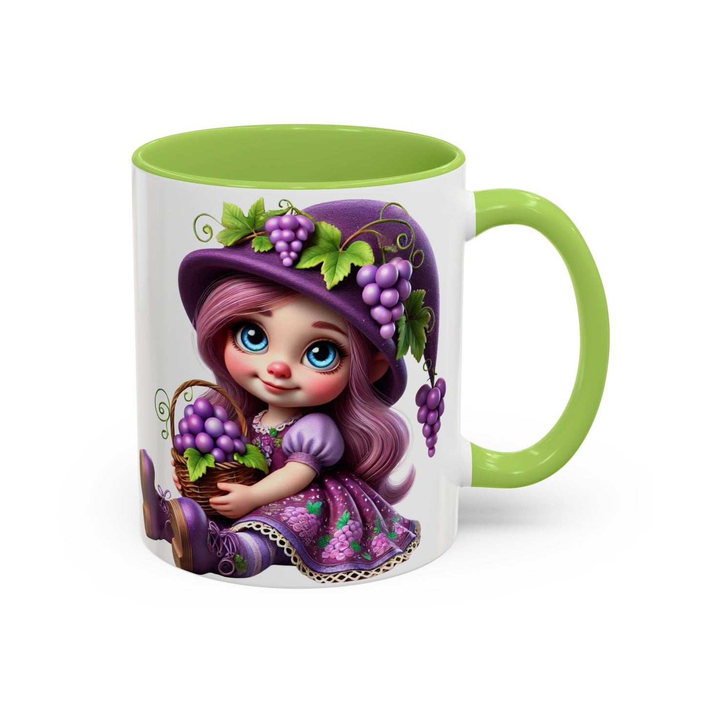 Whimsical Grape Girl Coffee Mug - Fun 11oz & 15oz Accent Mugs for Kids and Wine Lovers