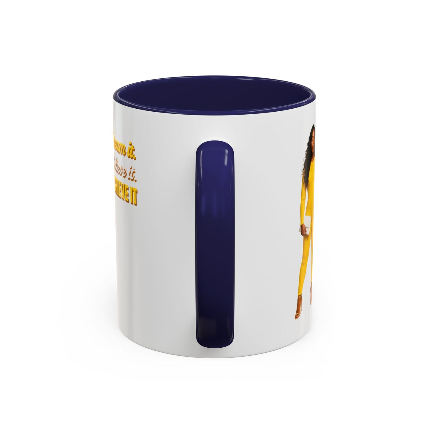 Inspiring Accent Coffee Mug - Dream It, Believe It, Achieve It, Motivational Gift, Coffee Lovers, Home Office Decor