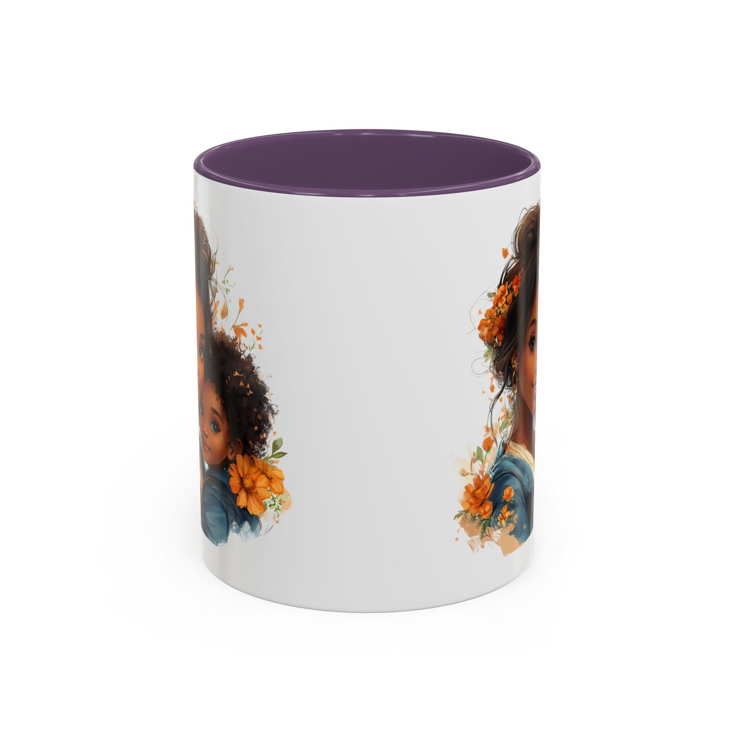 Embrace Love Accent Coffee Mug, Floral Mug, Motherhood Gift, Family Bonding, Personalized Drinkware