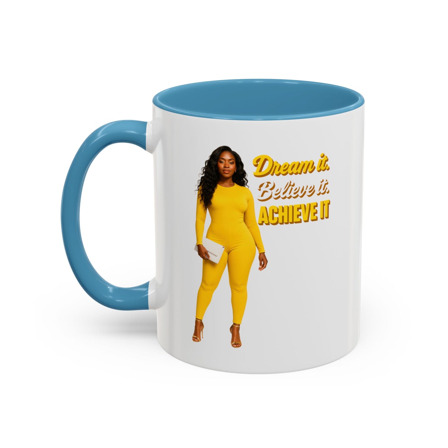 Inspiring Accent Coffee Mug - Dream It, Believe It, Achieve It, Motivational Gift, Coffee Lovers, Home Office Decor