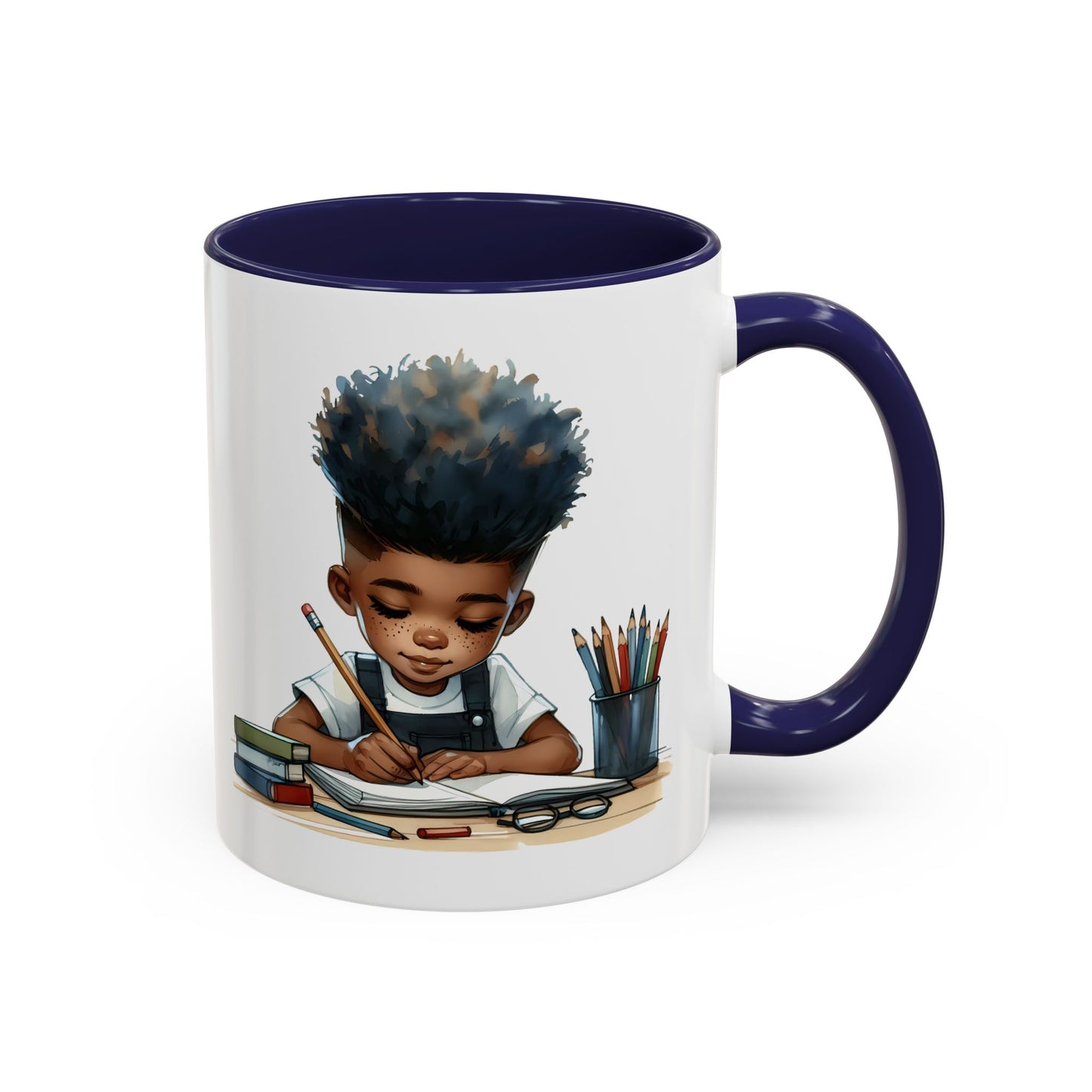 Creative Kids Coffee Mug, Black Accent Mug, Cute Student Gift, Kids Artwork Mug, Back-to-School Coffee Cup, Educational Gift Idea