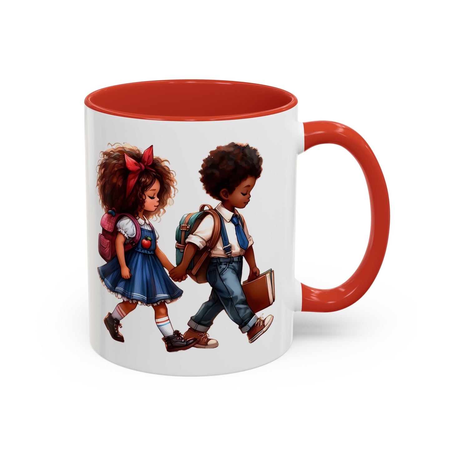 Cute Kids Walking Accent Coffee Mug | Back to School, Teacher Gift, Children's Art, Personalized Tea Cup, Unique Gift Idea