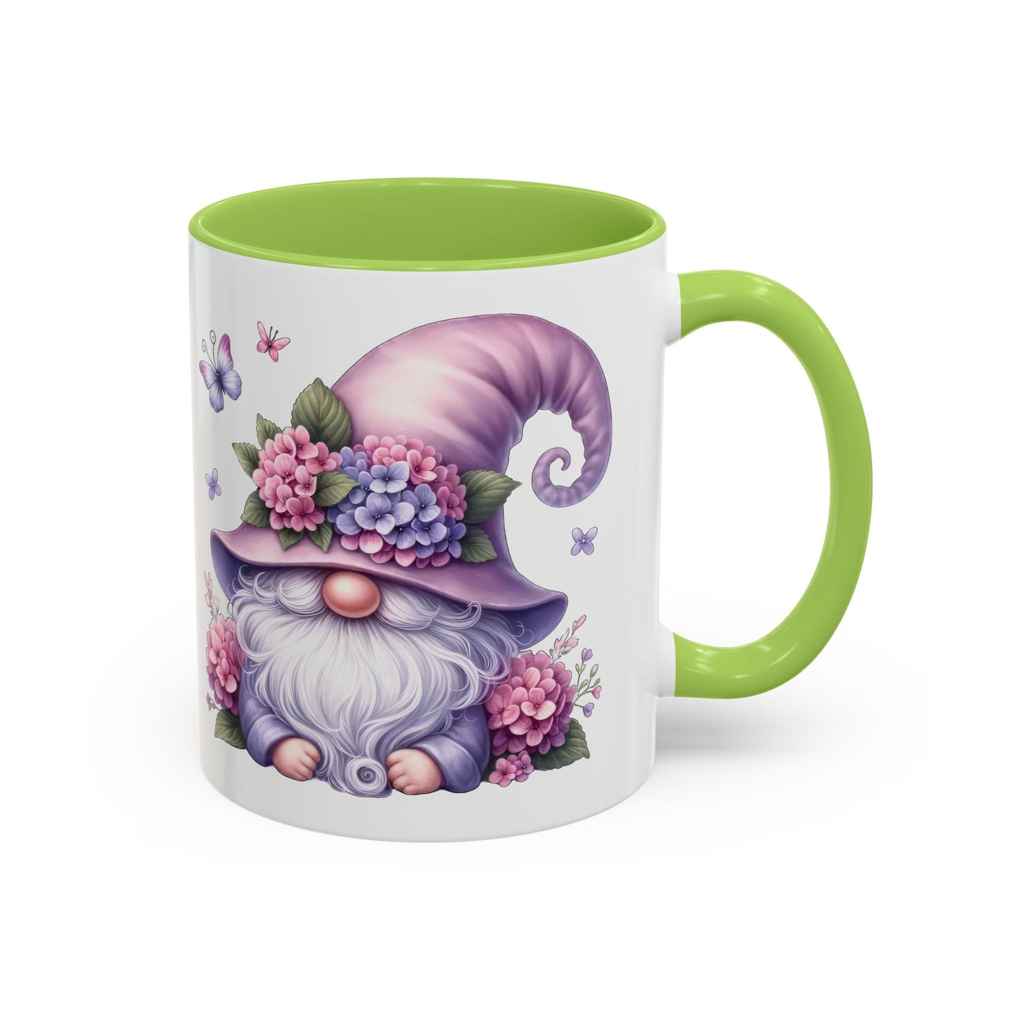 Gnome Floral Accent Coffee Mug, Cute Gnome Mug, Gift for Garden Lovers, Mother's Day Coffee Cup, Spring Decor, Personalized Mug