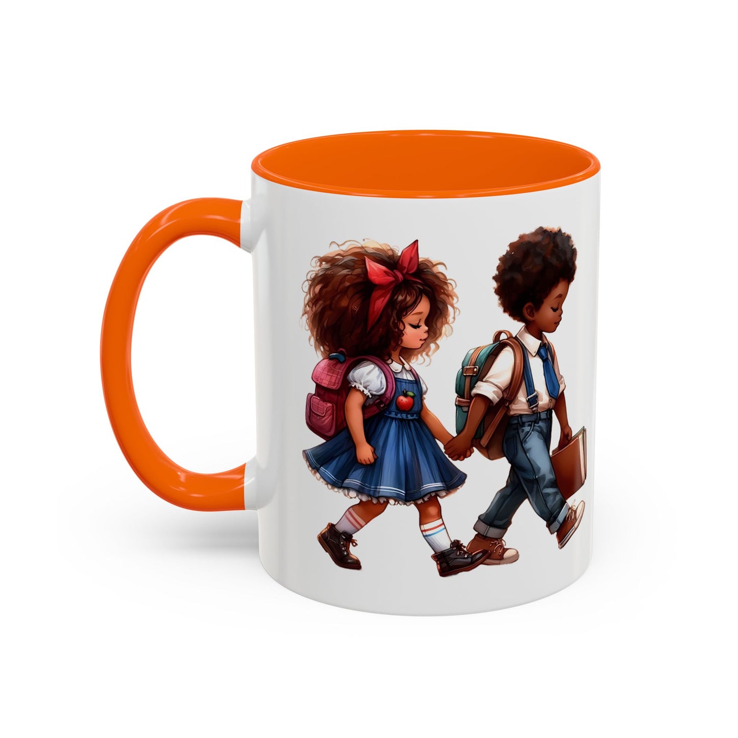 Cute Kids Walking Accent Coffee Mug | Back to School, Teacher Gift, Children's Art, Personalized Tea Cup, Unique Gift Idea