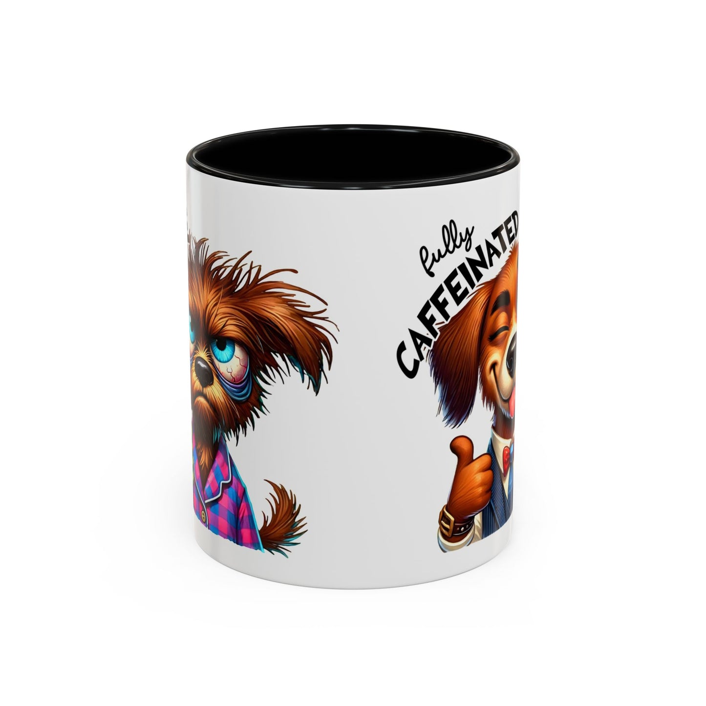 Caffeinated Dog Mug, Funny Pet Lover Coffee Cup, Gift for Dog Owners, Cute Animal Drinkware, Whimsical Home Decor