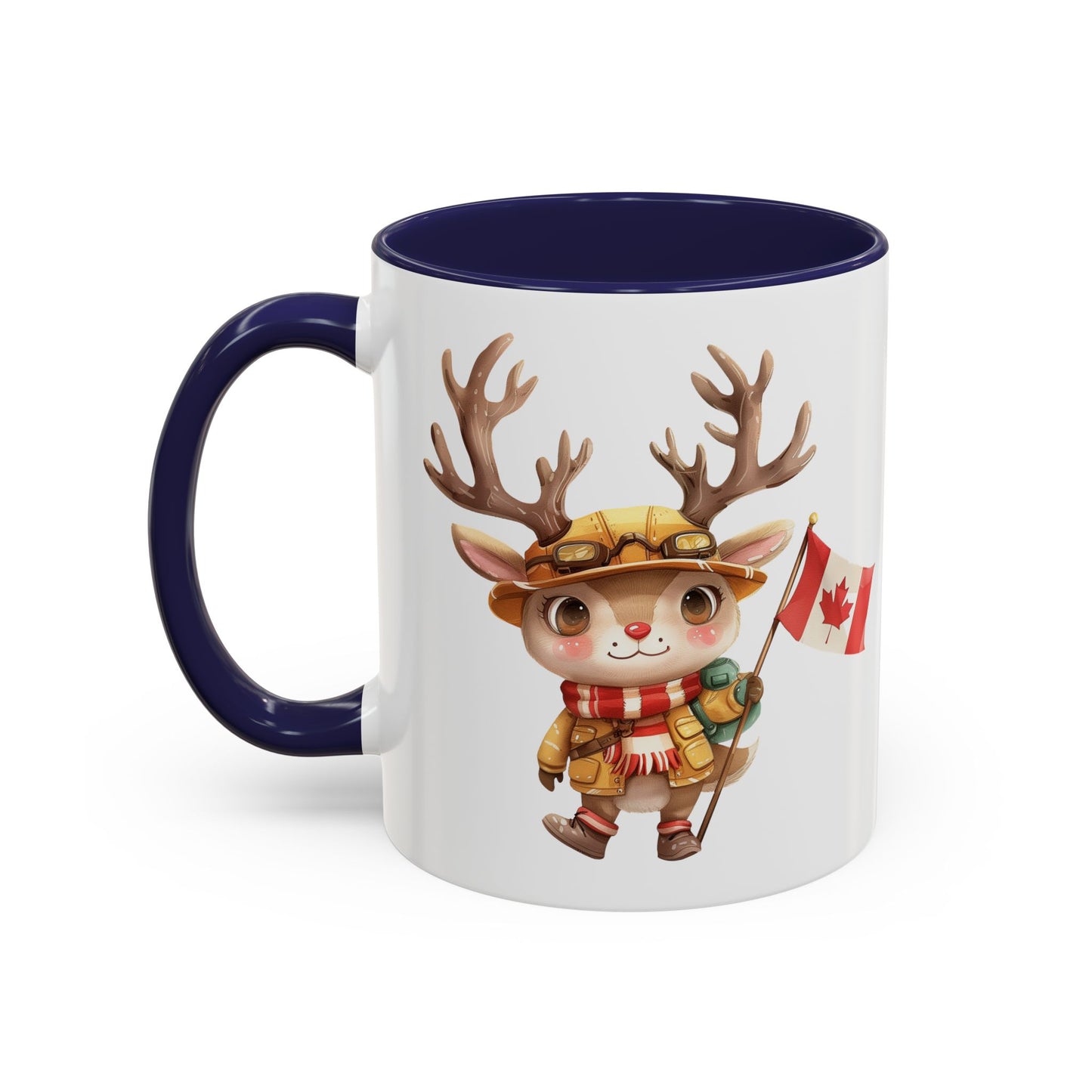 Cute Canadian Reindeer Mug, Accent Coffee Cup for Animal Lovers, Holiday Gift, Cute Kitchen Decor, Seasonal Drinkware