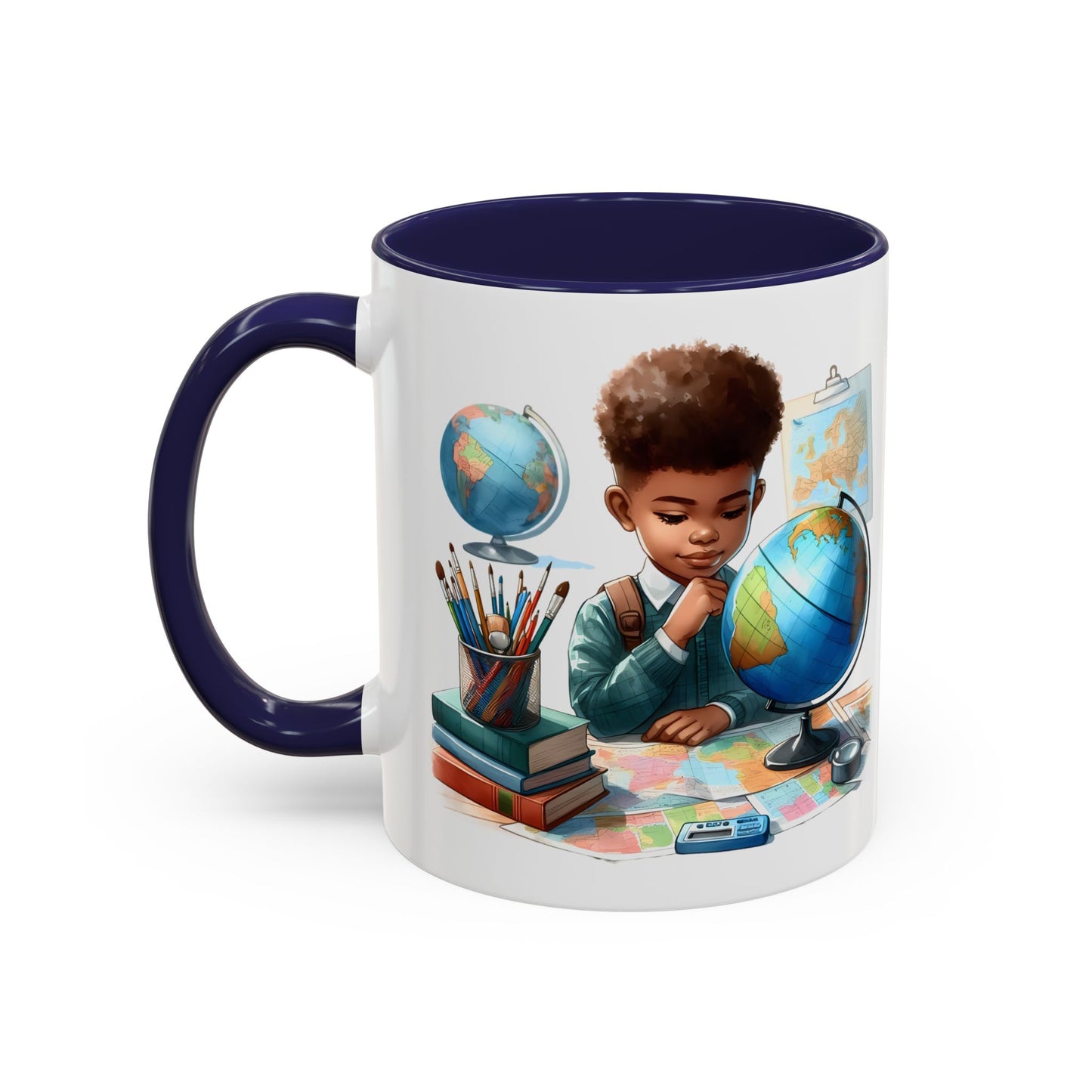 World Explorer Accent Coffee Mug - Perfect for Students, Travel Lovers, Teachers, Back to School, Gift for Kids
