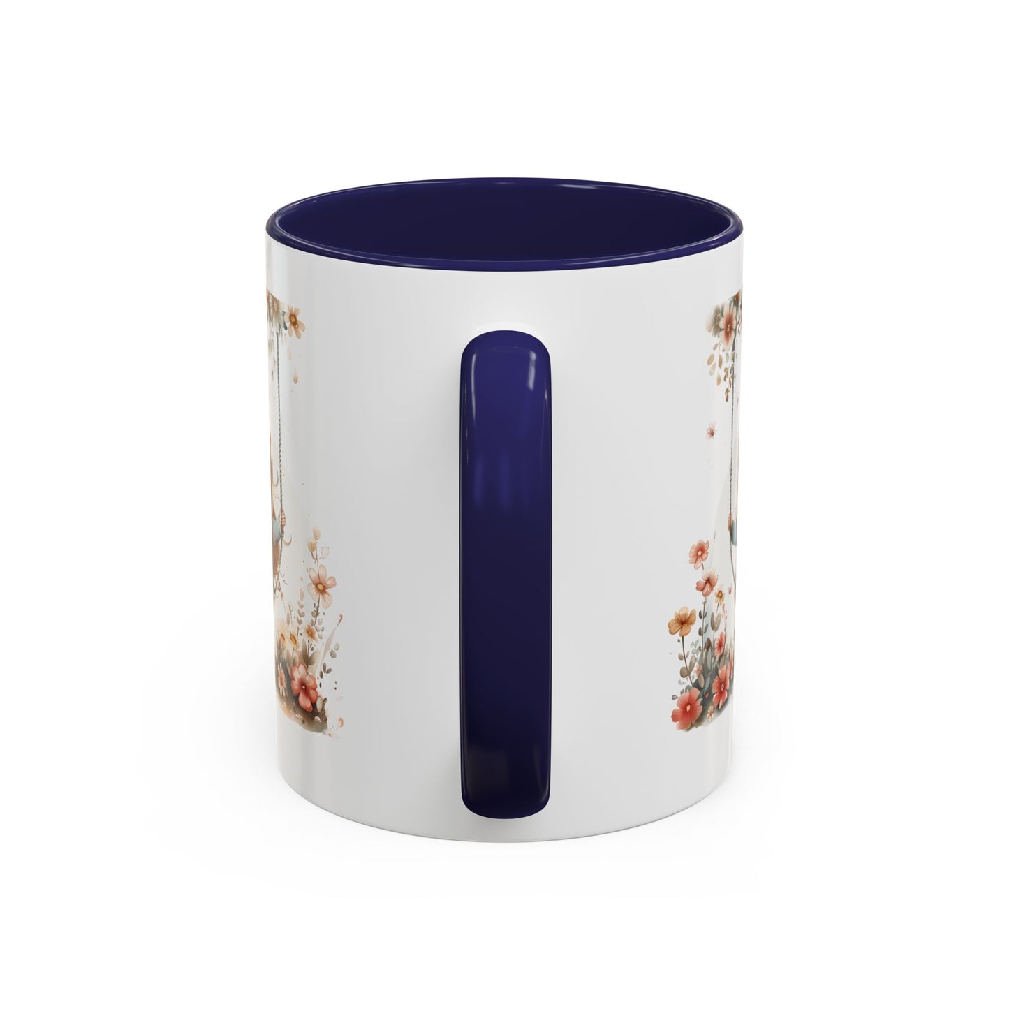 Cute Floral Swing Coffee Mug, Adorable Gift for Her, Tea Lover Mug, Cozy Home Decor, Birthday Gift, Floral Art Drinkware