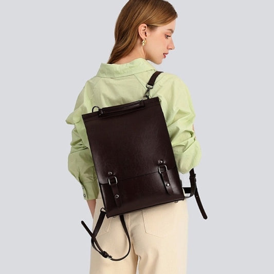 New Retro Leather Backpack Women's