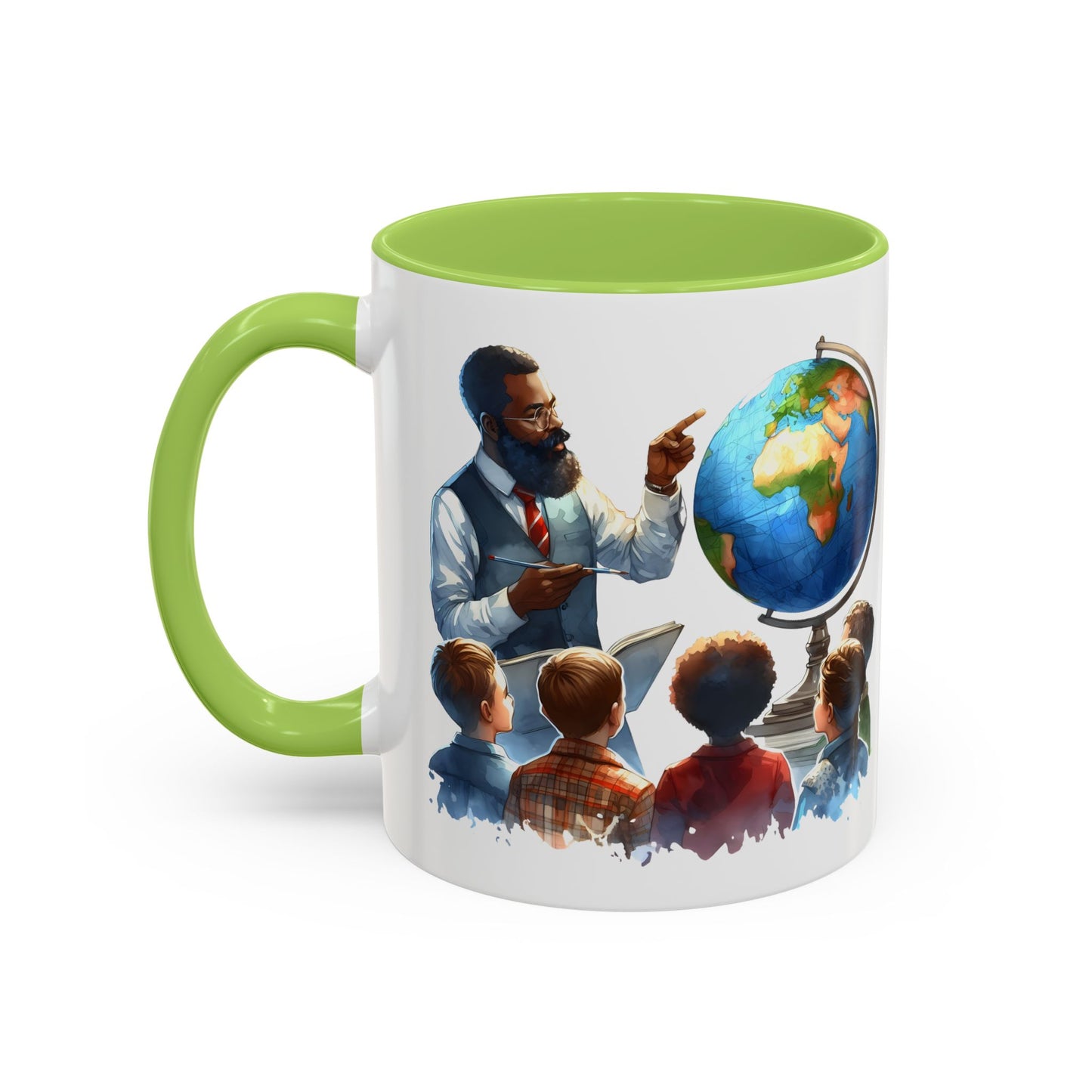 World Teacher Accent Coffee Mug - Inspiring Gift for Educators, Classroom Decor, Study Sessions, Teacher Appreciation, Travel Enthusiasts