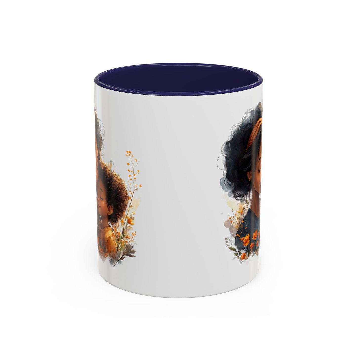 Vibrant Floral Mama & Child Coffee Mug, Black Handle Tea Cup, Perfect Gift for Moms, Cute Nursery Décor, Inspirational Homeware