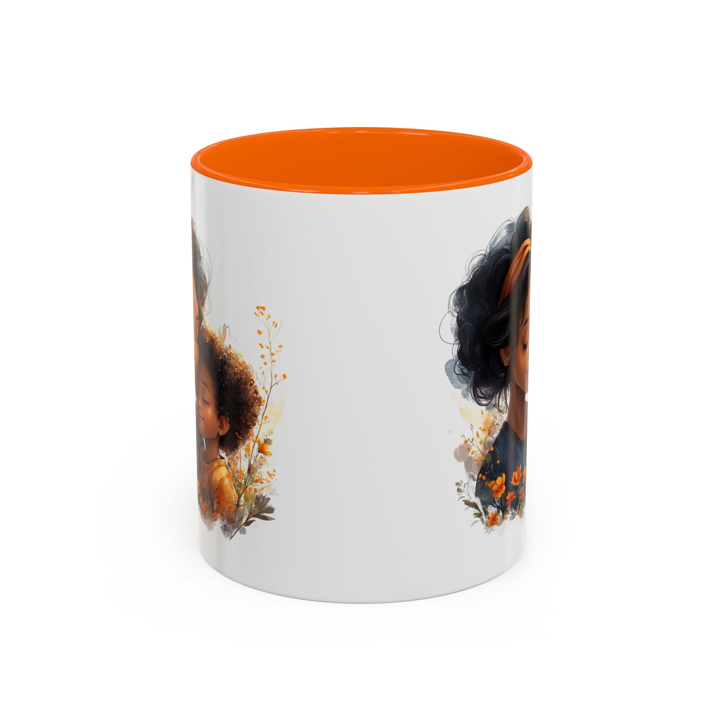 Vibrant Floral Mama & Child Coffee Mug, Black Handle Tea Cup, Perfect Gift for Moms, Cute Nursery Décor, Inspirational Homeware