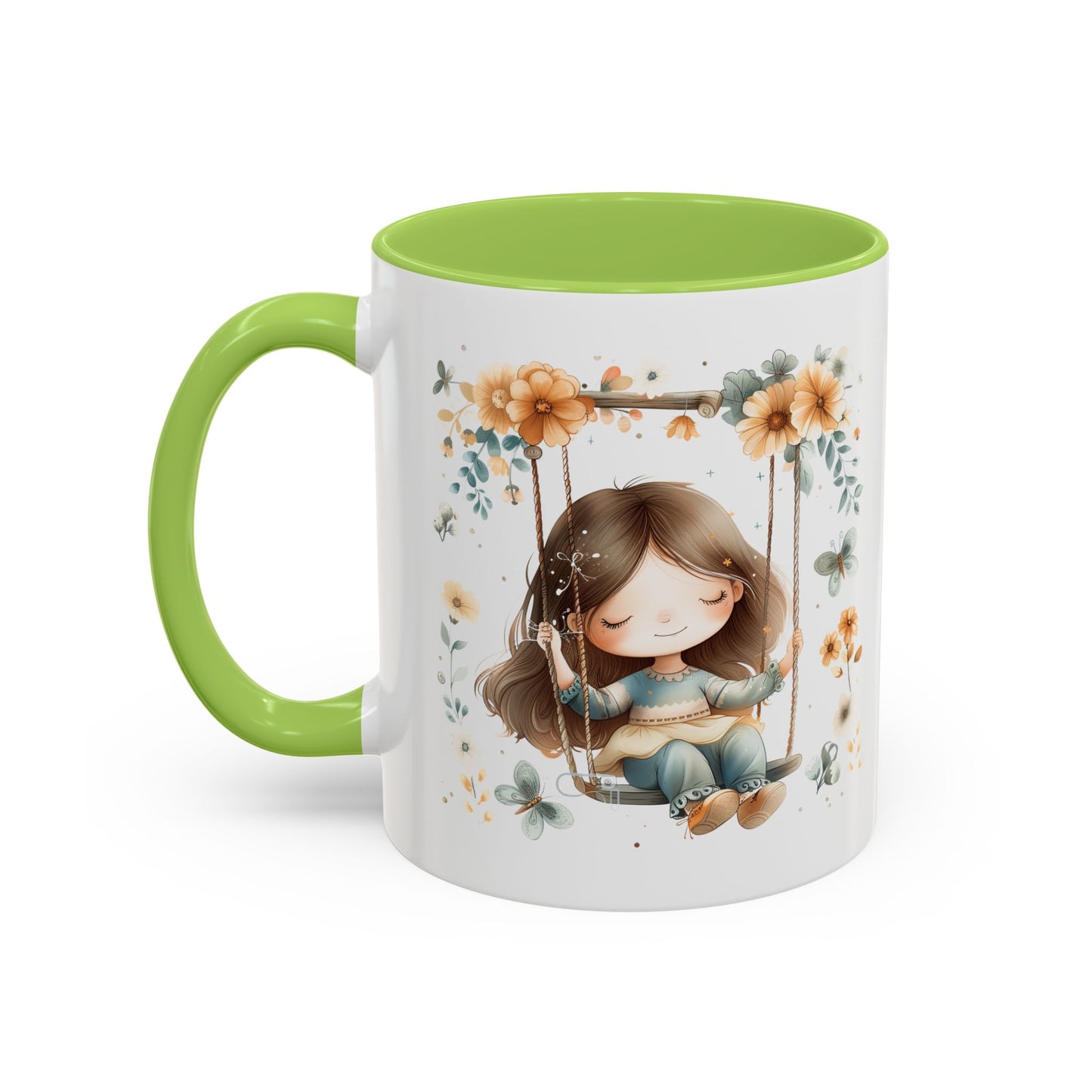 Whimsical Floral Swing Accent Coffee Mug, Cute Gift for Tea Lovers, Cozy Home Decor, Ideal for Birthdays, Mother’s Day, Girlfriend Gift