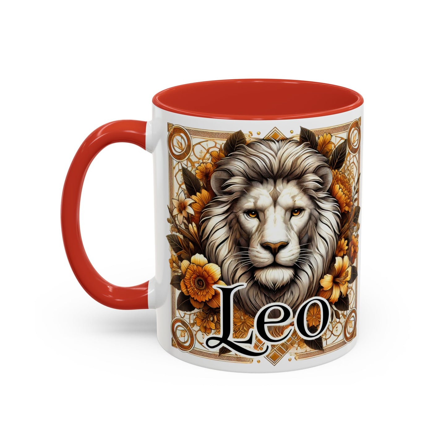Leo Zodiac Accent Coffee Mug – Bold Floral Design for Astrology Lovers