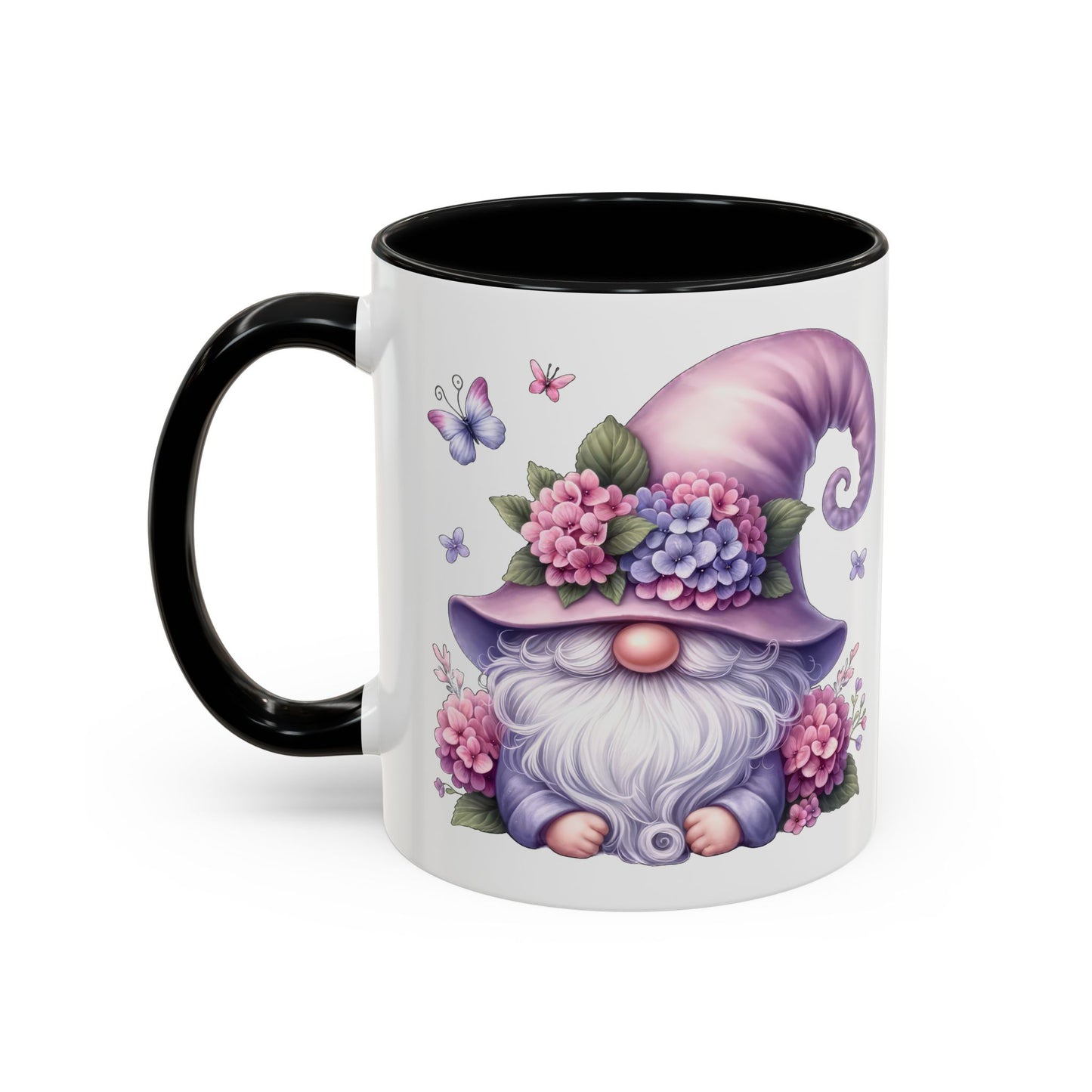 Gnome Floral Accent Coffee Mug, Cute Gnome Mug, Gift for Garden Lovers, Mother's Day Coffee Cup, Spring Decor, Personalized Mug