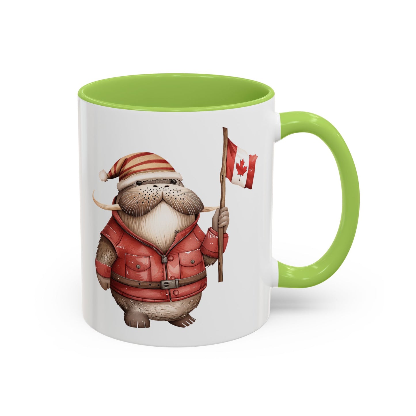 Canadian Holiday Accent Coffee Mug - Adorable Walrus with Flag, Gift for Canada Day, Cute Decor, Coffee Lover, Kitchen Accessory