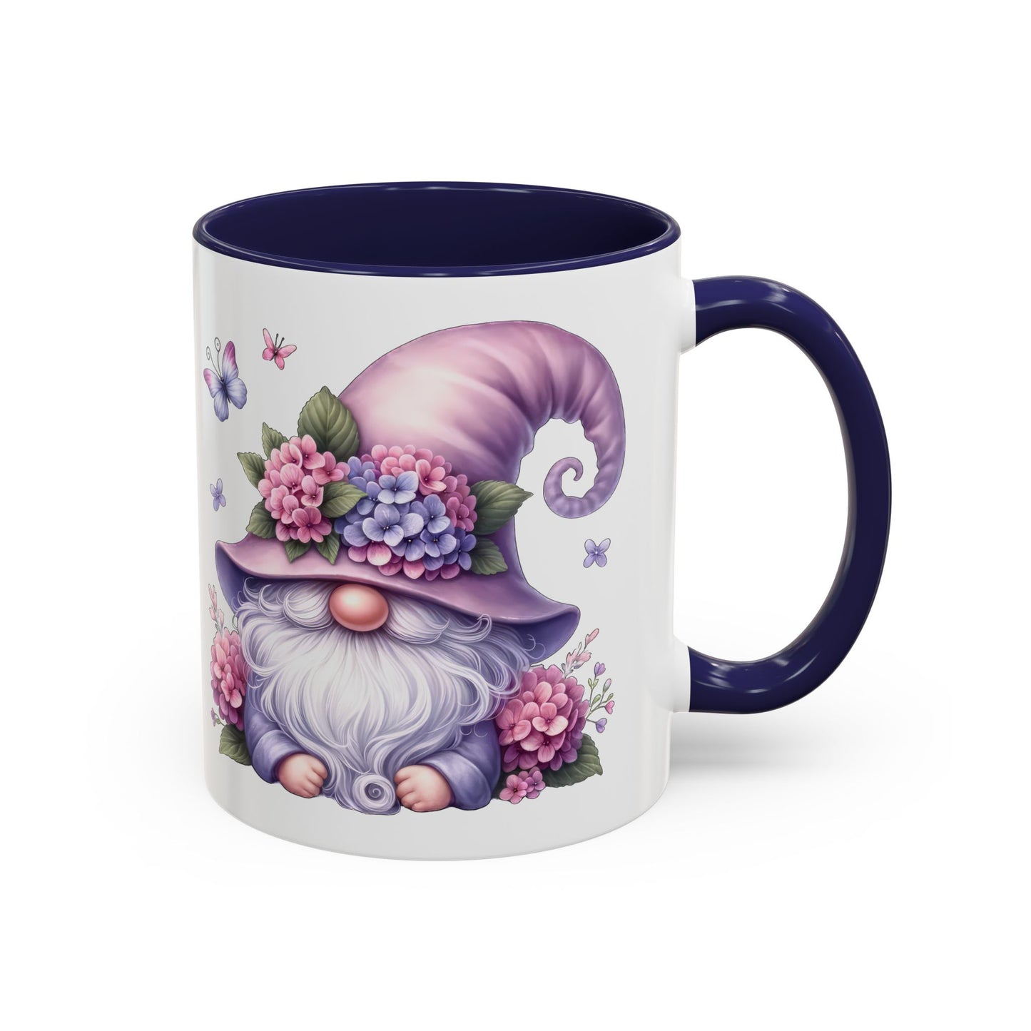 Gnome Floral Accent Coffee Mug, Cute Gnome Mug, Gift for Garden Lovers, Mother's Day Coffee Cup, Spring Decor, Personalized Mug